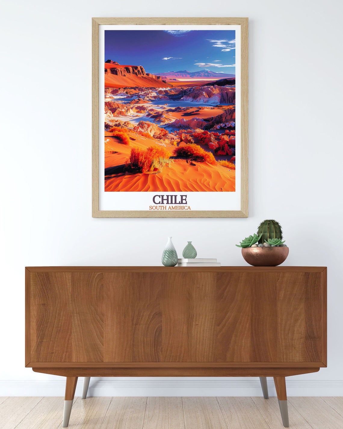 Atacama Desert Chile Orange Dunes Dramatic Sky Travel Poster - Image 2