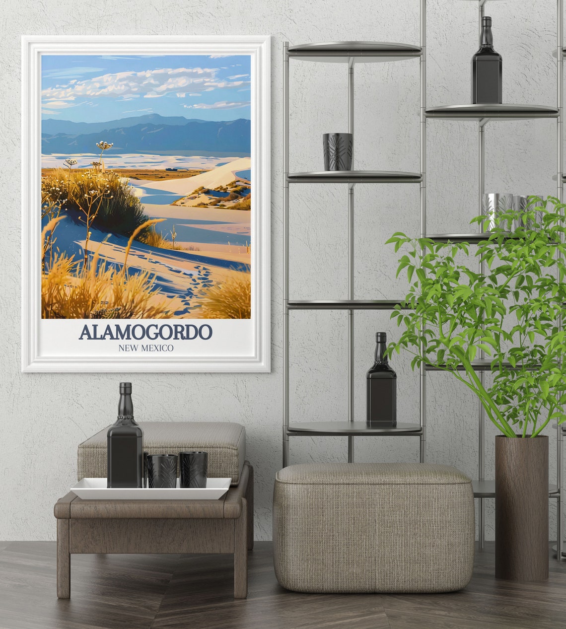 Alamogordo White Sands Desert Warm Sunset Glow Travel Art Poster - Image 2