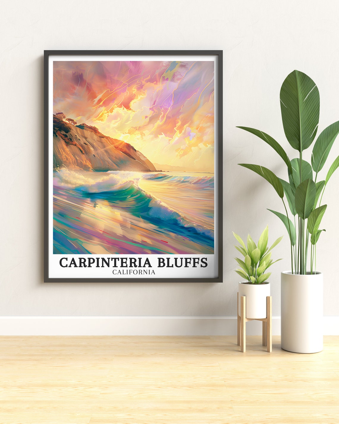 Carpinteria Bluffs California Impressionist Sunset Surf Wave Poster - Image 3