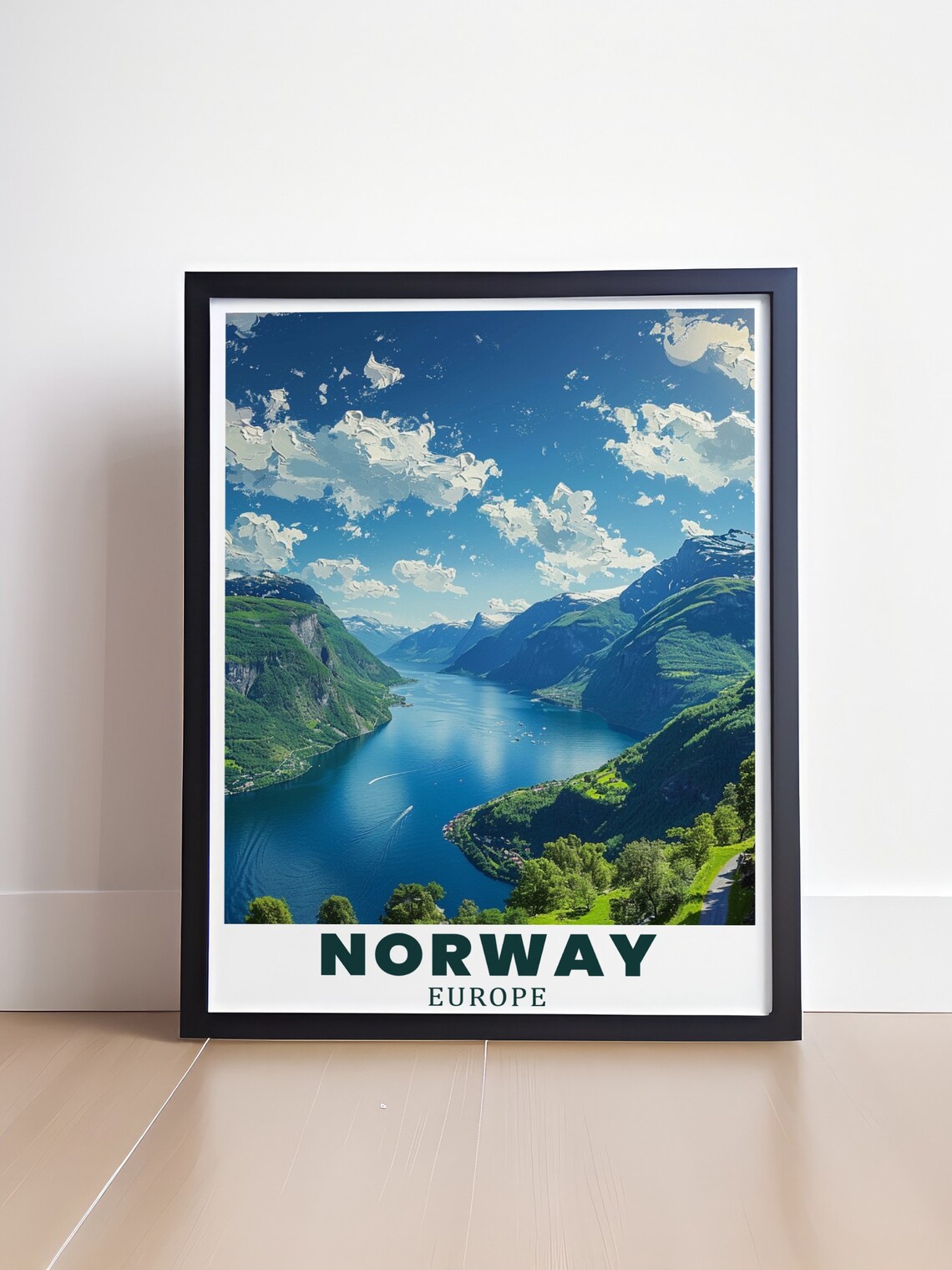 Stunning Geirangerfjord Norway Fjord Scenic Travel Poster Europe Art - Image 4