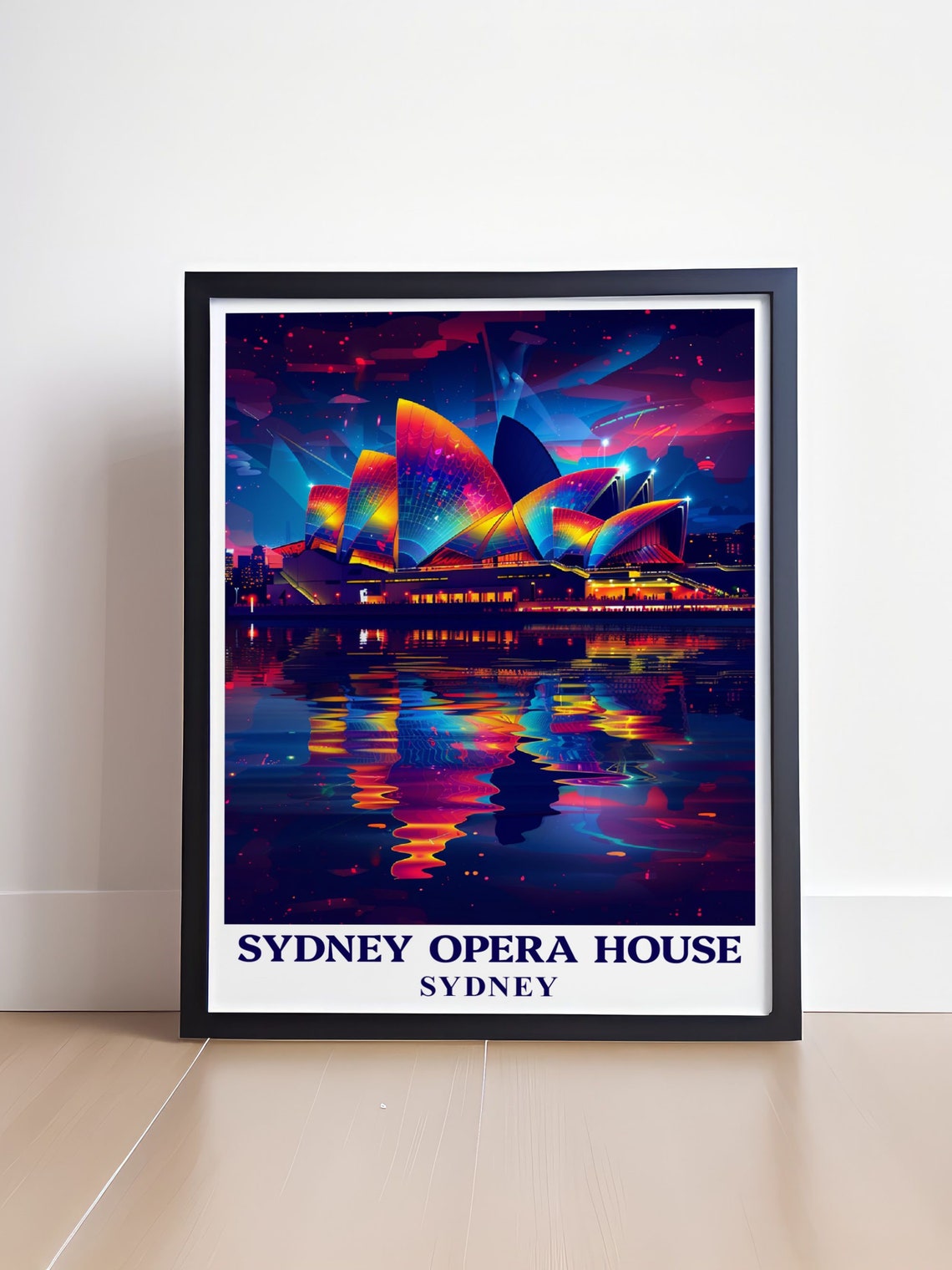 Sydney Opera House Neon Night Lights Vivid Sail Glow Travel Poster - Image 4