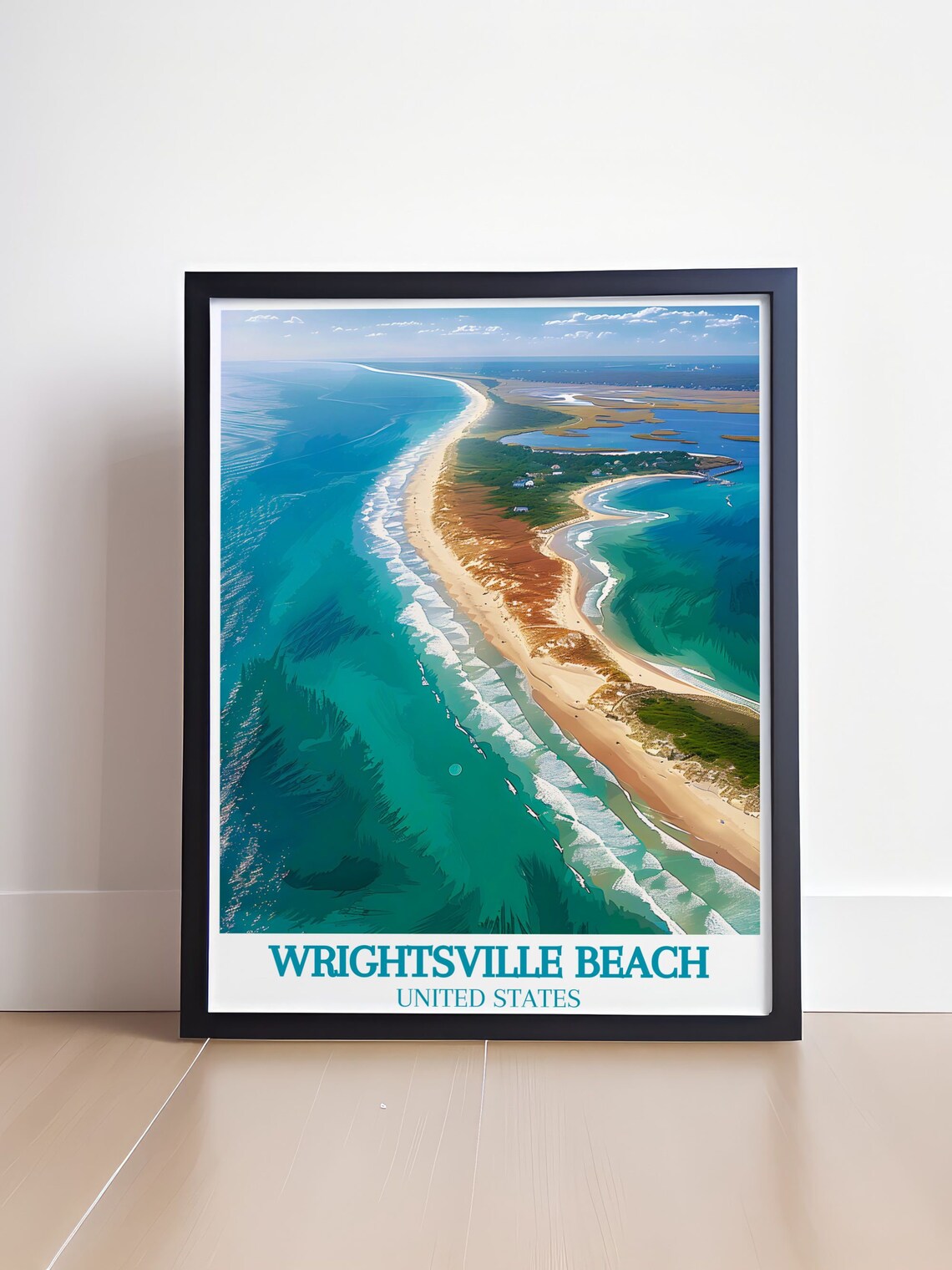Wrightsville Beach Aerial Masonboro Island Coast Travel Poster - Image 4