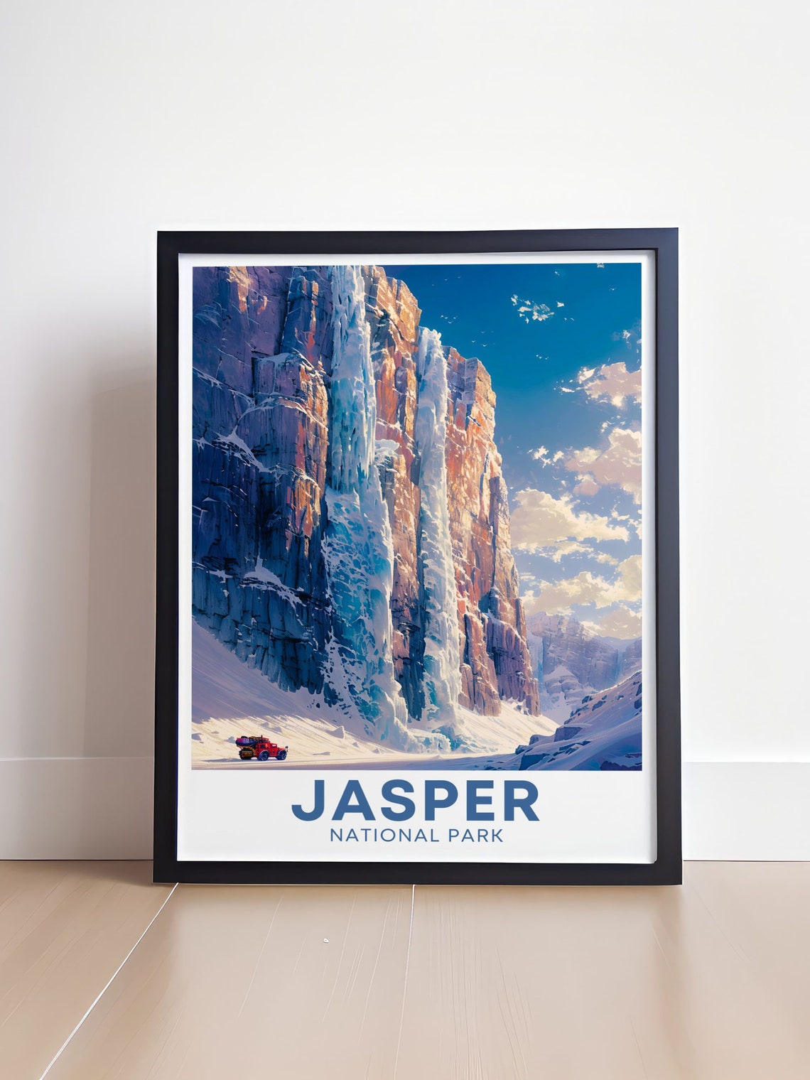 Jasper National Park Frozen Waterfall Ice Cliffs Travel Poster - Image 4
