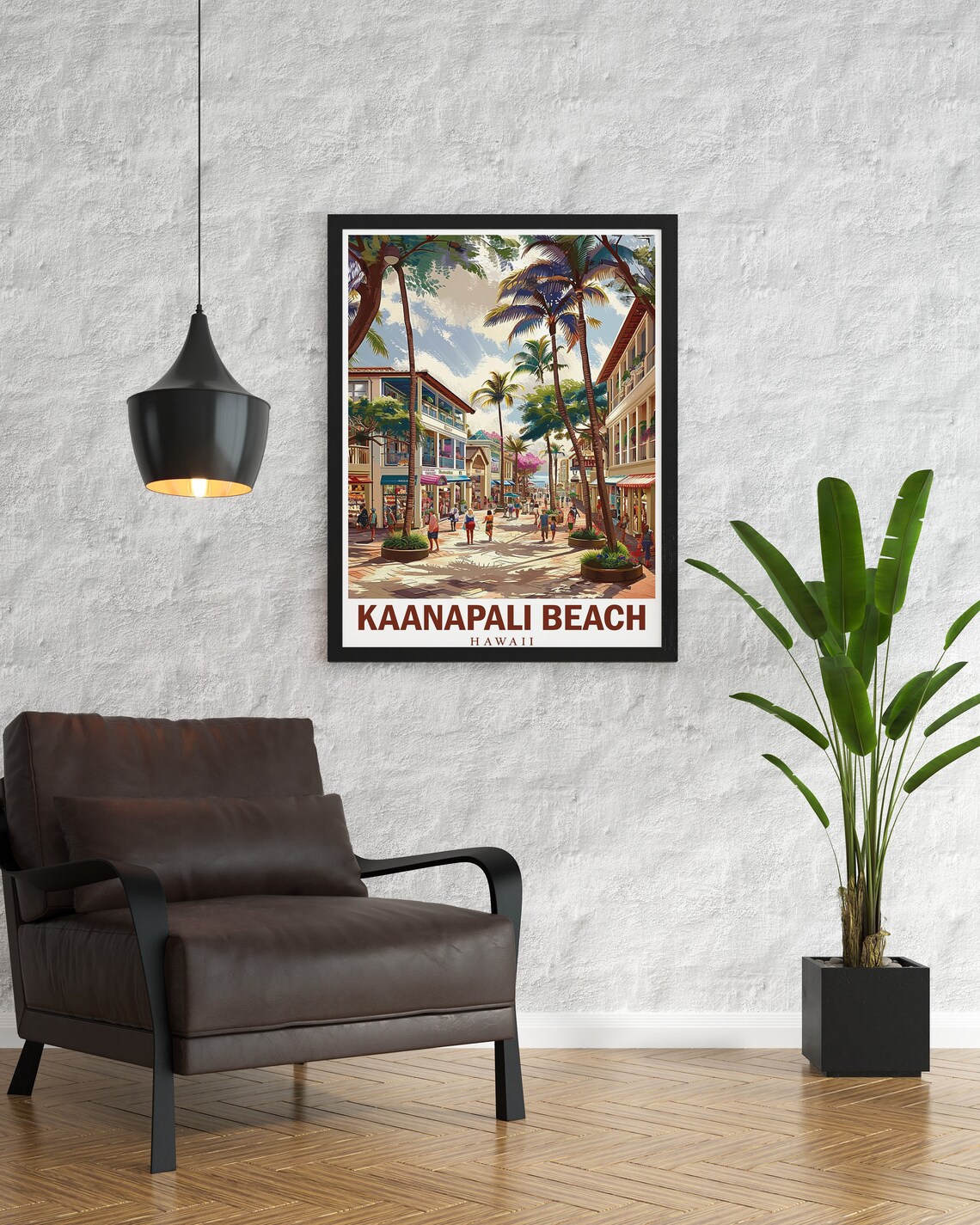Kaanapali Beach Hawaii Whalers Village Palm Street Scene Poster - Image 3