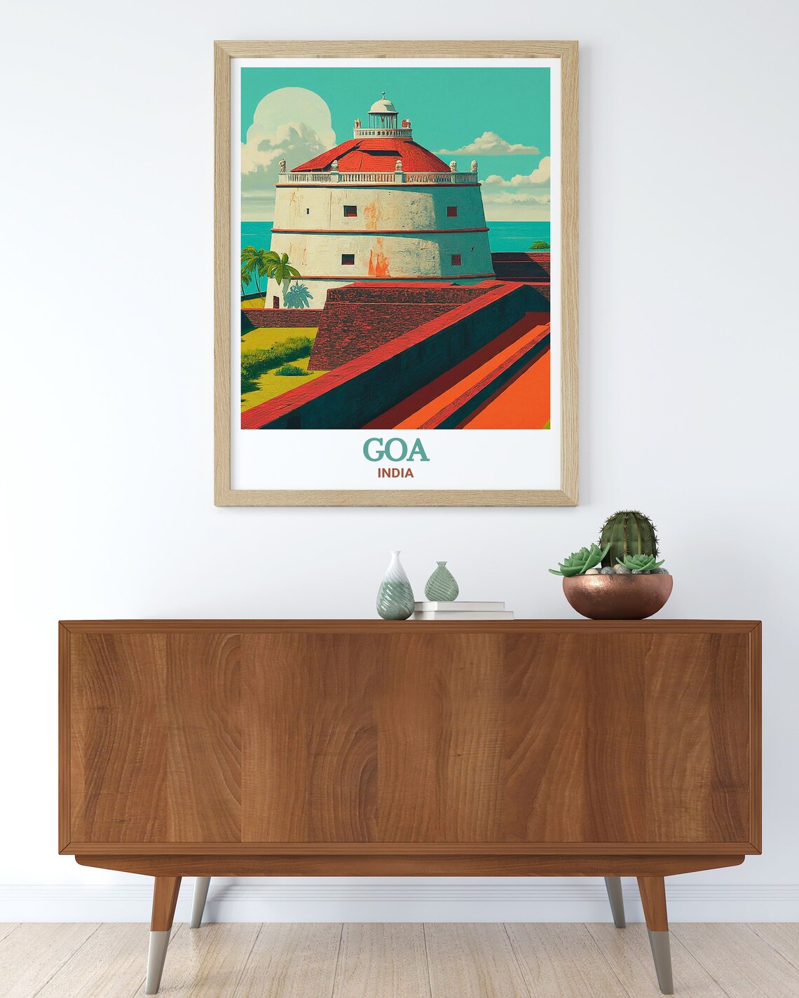 Goa India Fort Aguada Lighthouse Portuguese Fort Retro Travel Poster - Image 3