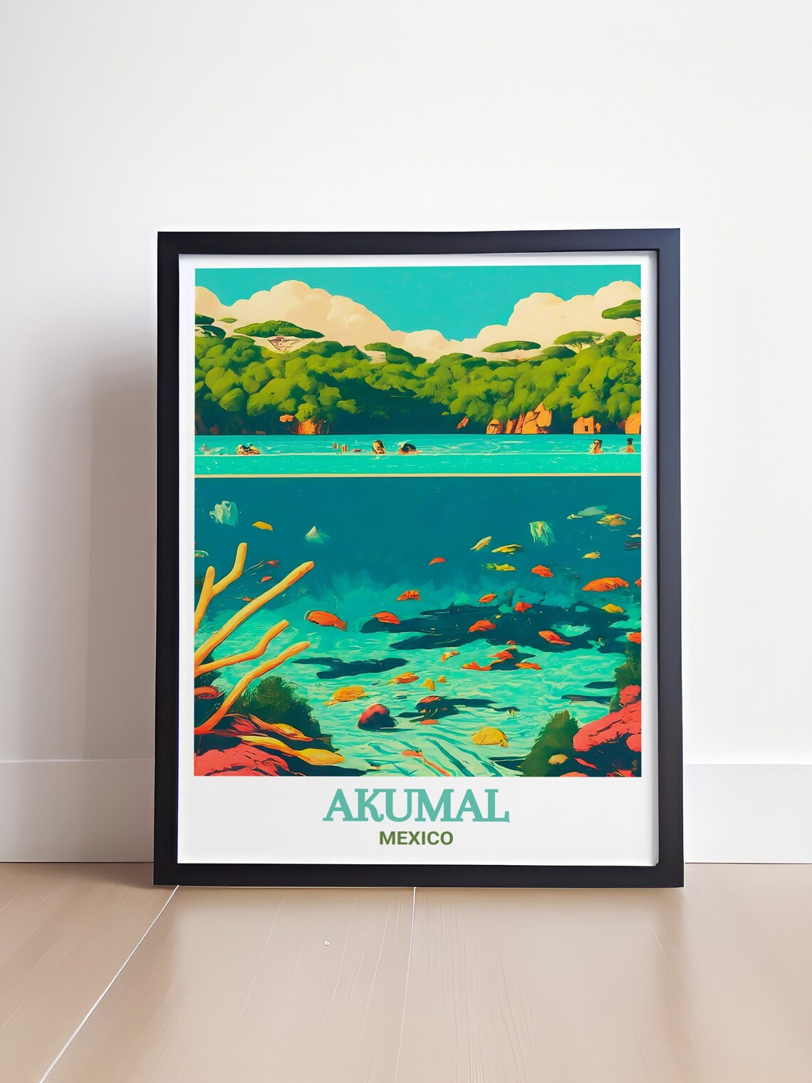 Akumal Mexico Snorkeling Poster Coral Reef Ocean Tropical Decor - Image 4
