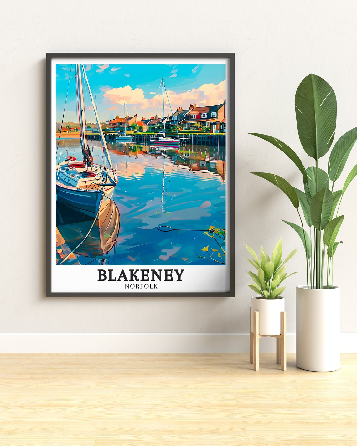 Blakeney Norfolk Harbour Sailboats Sunset England Travel Poster - Image 2
