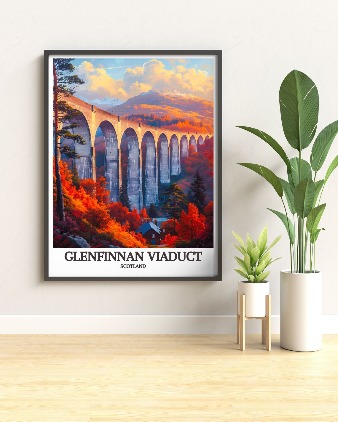 Glenfinnan Viaduct Scotland Autumn Railway Classic Travel Poster - Image 2
