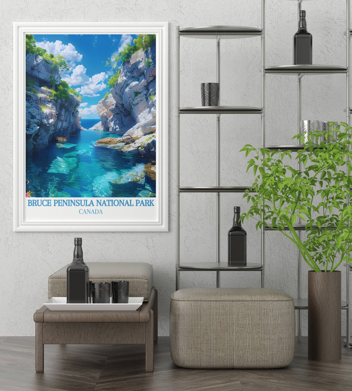 Bruce Peninsula Canada Grotto Turquoise Cove Cliffs View Poster - Image 2