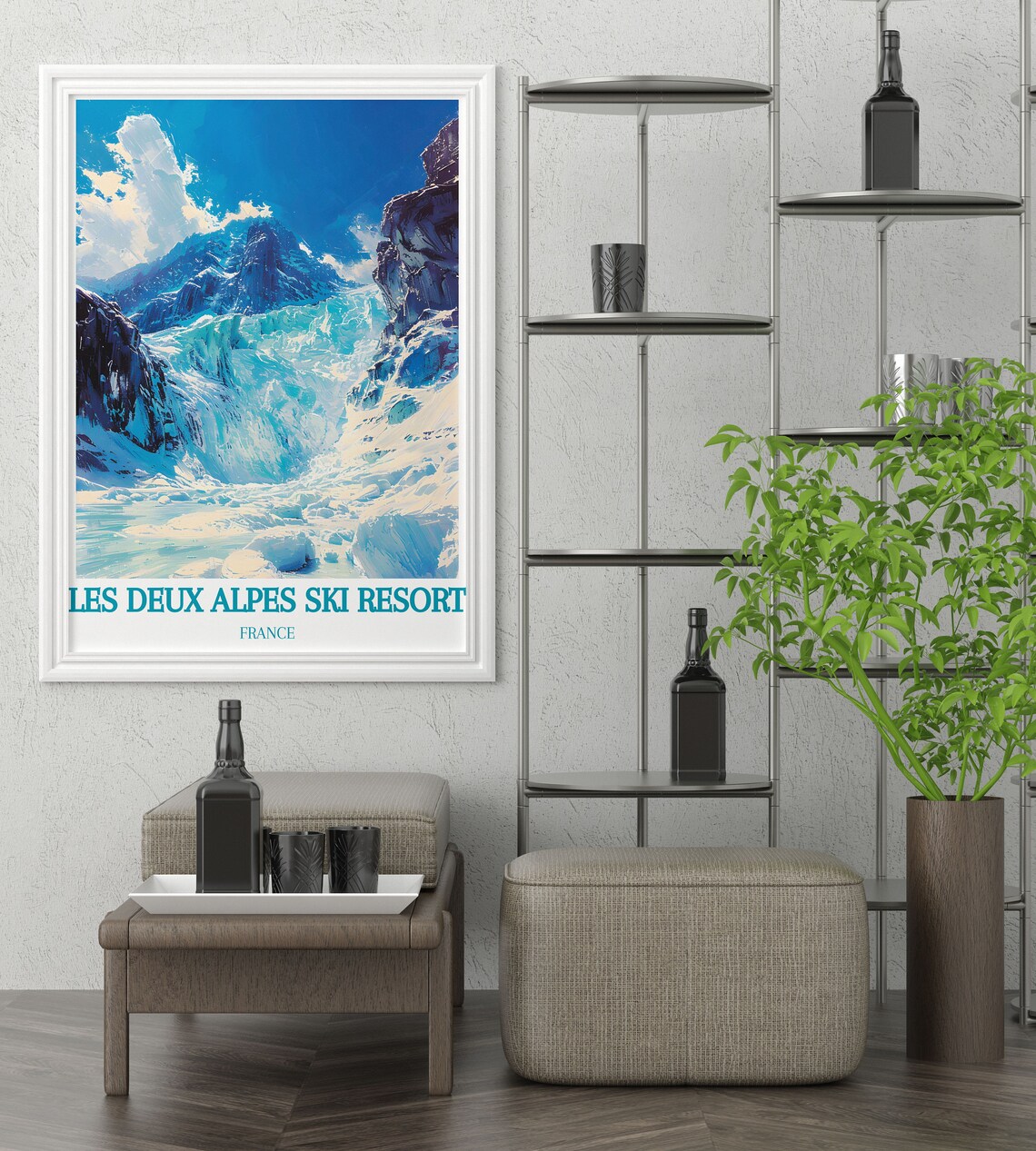 Les Deux Alpes Ski Resort Blue Glacier Ice Scene France Travel Poster - Image 4