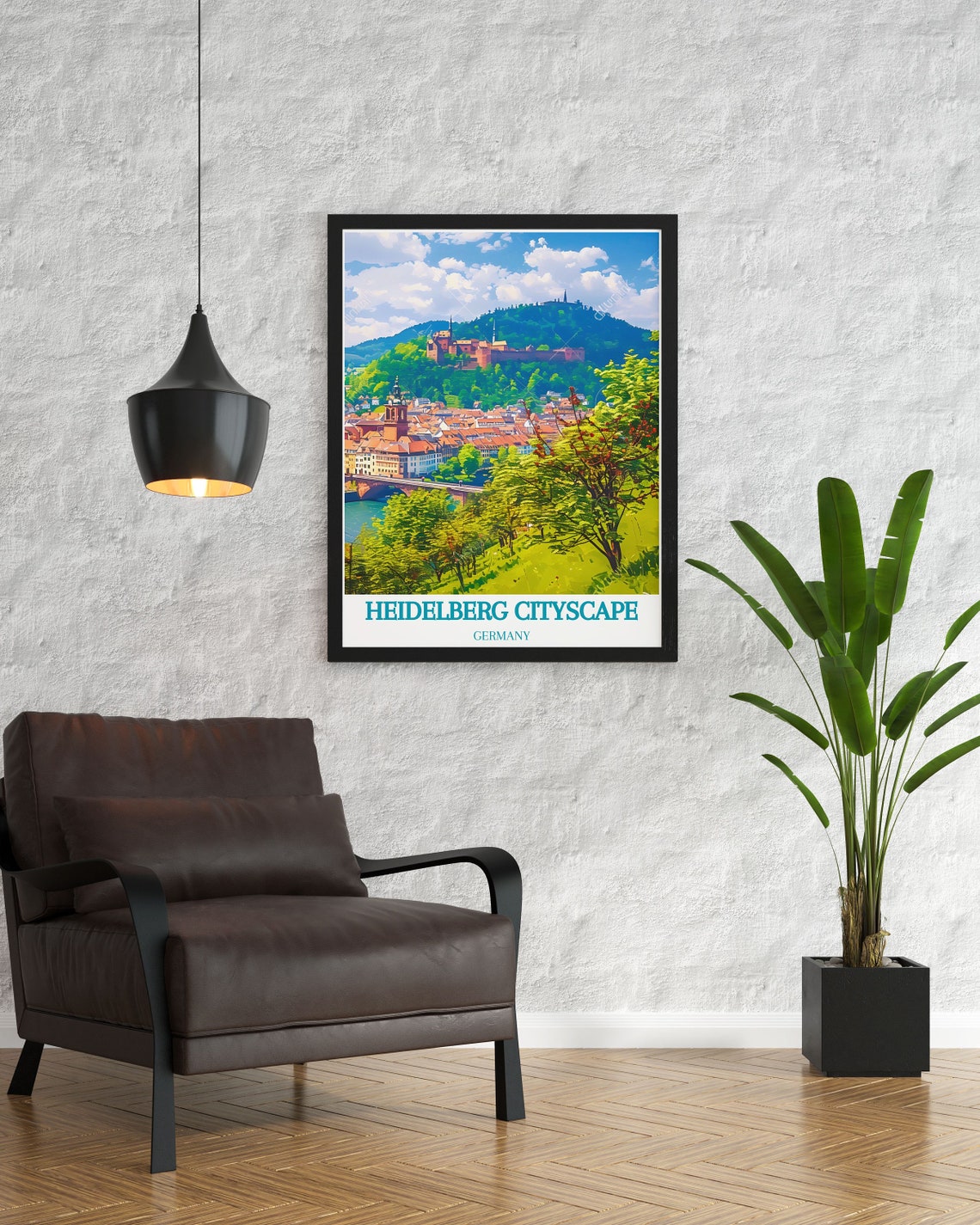 Heidelberg Germany Cityscape Poster Old Town Roofs Castle Hilltop - Image 2