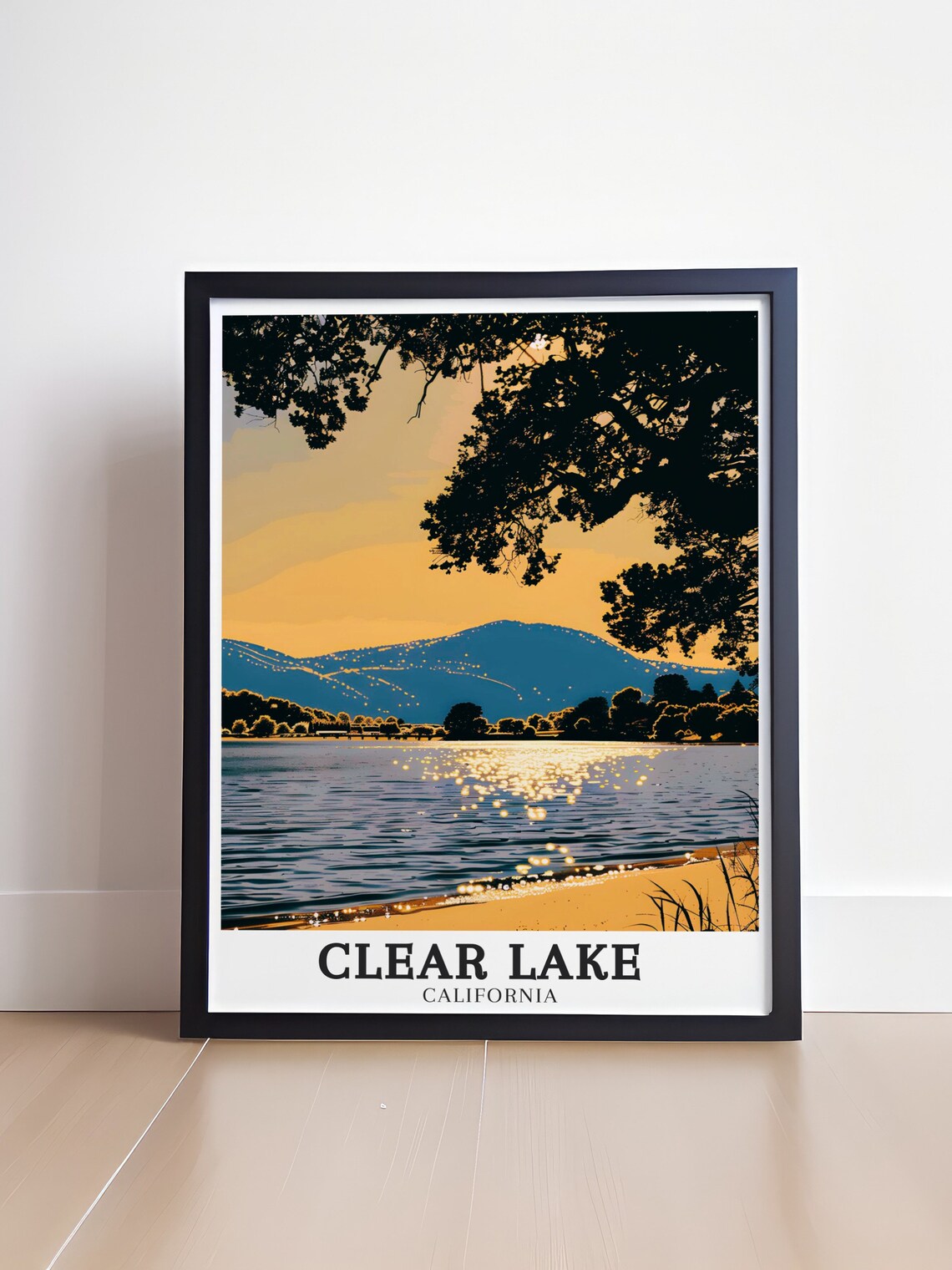 Clear Lake California Golden Sunset Over Mount Konocti Poster - Image 4