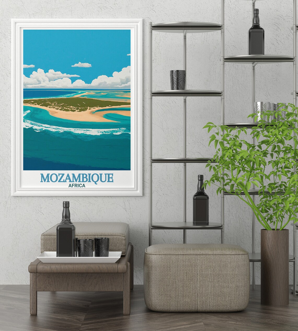 Mozambique Bazaruto Archipelago Aerial Island Lagoon Travel Poster - Image 3