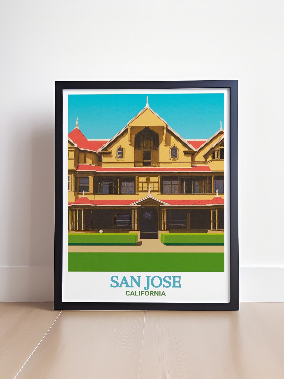 San Jose California Winchester Mystery House Vintage Travel Poster - Image 4