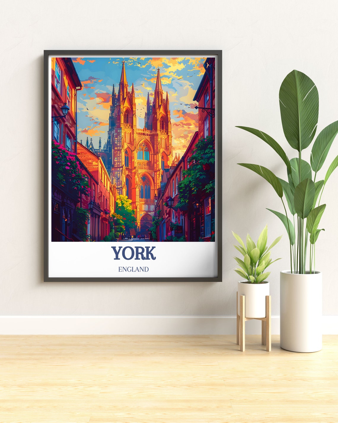 York Minster Gothic Cathedral Sunset Old Street Travel Poster - Image 3
