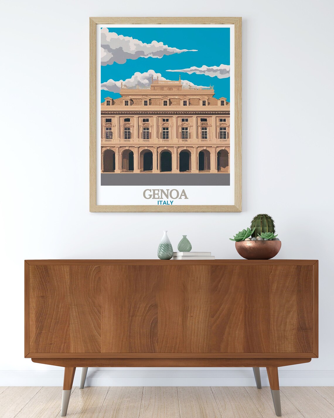 Genoa Palazzo Ducale Golden Palace Facade Italy Travel Poster - Image 2