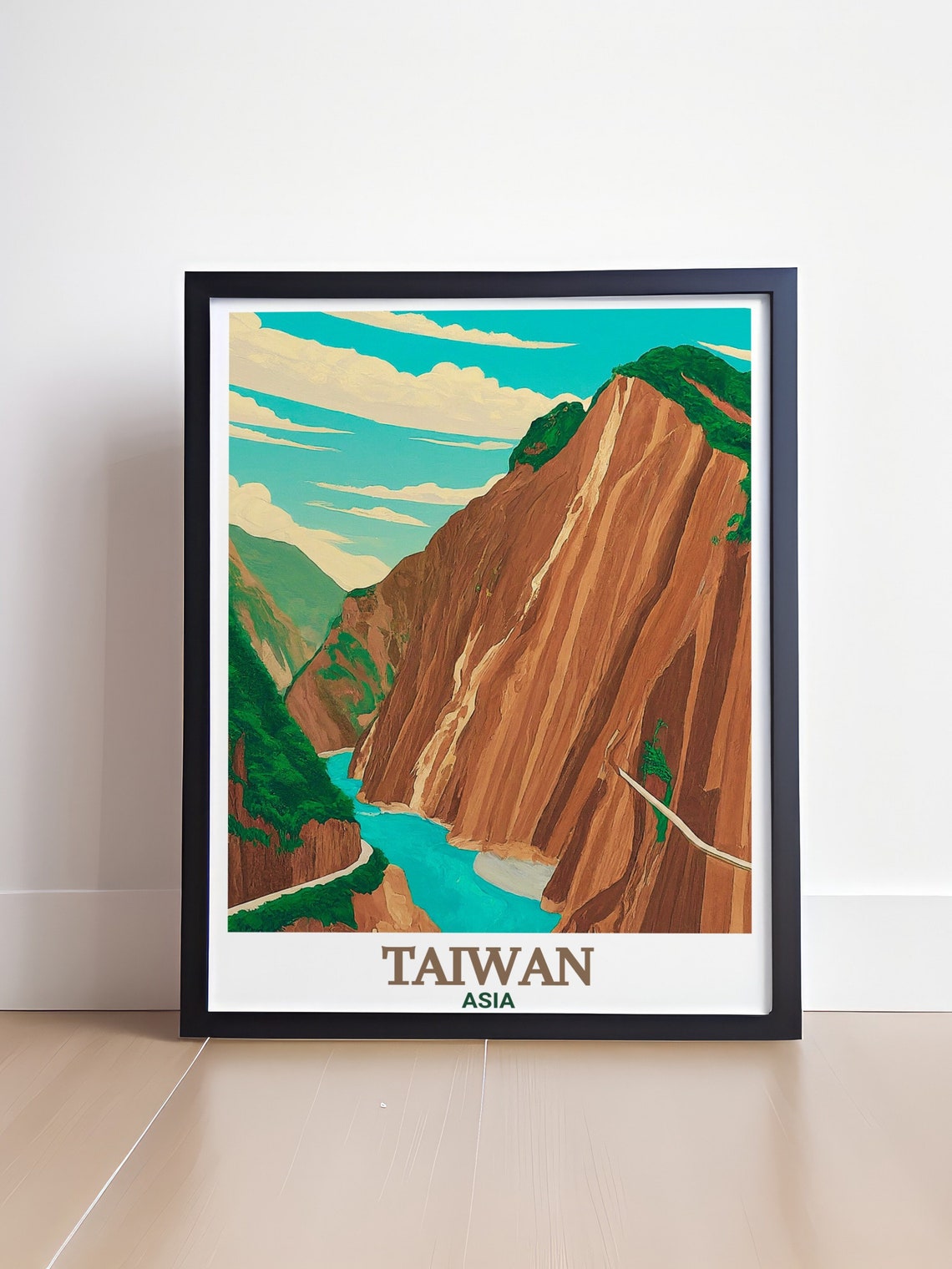 Taiwan Taroko Gorge Marble Cliffs Turquoise River Asia Travel Poster - Image 4