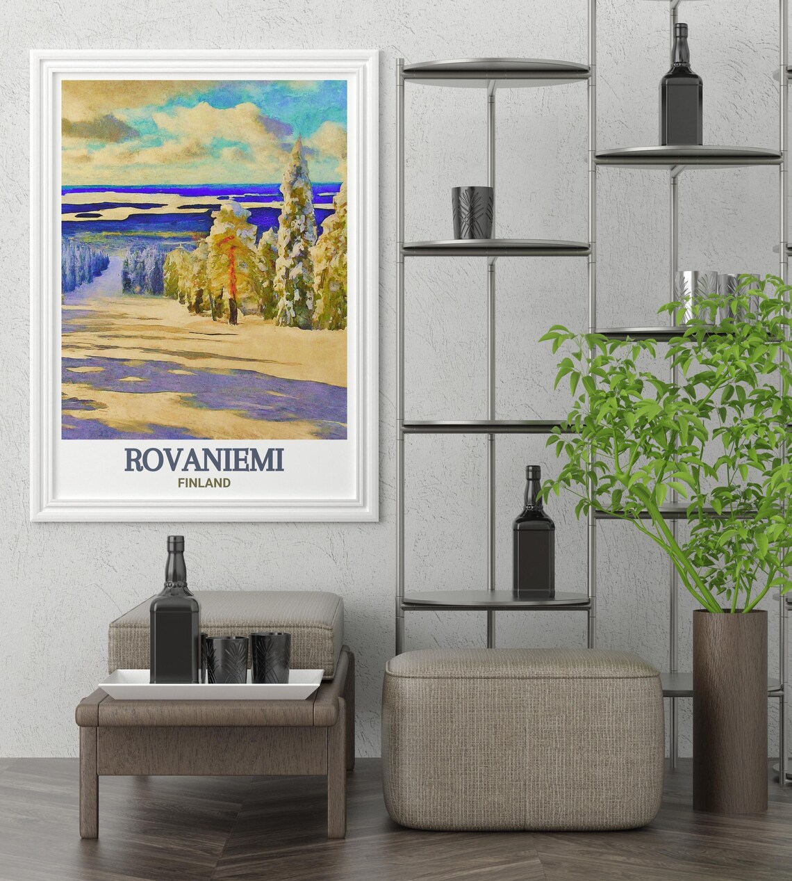 Rovaniemi Finland Poster with Snowy Forest and Lakes Watercolor - Image 2