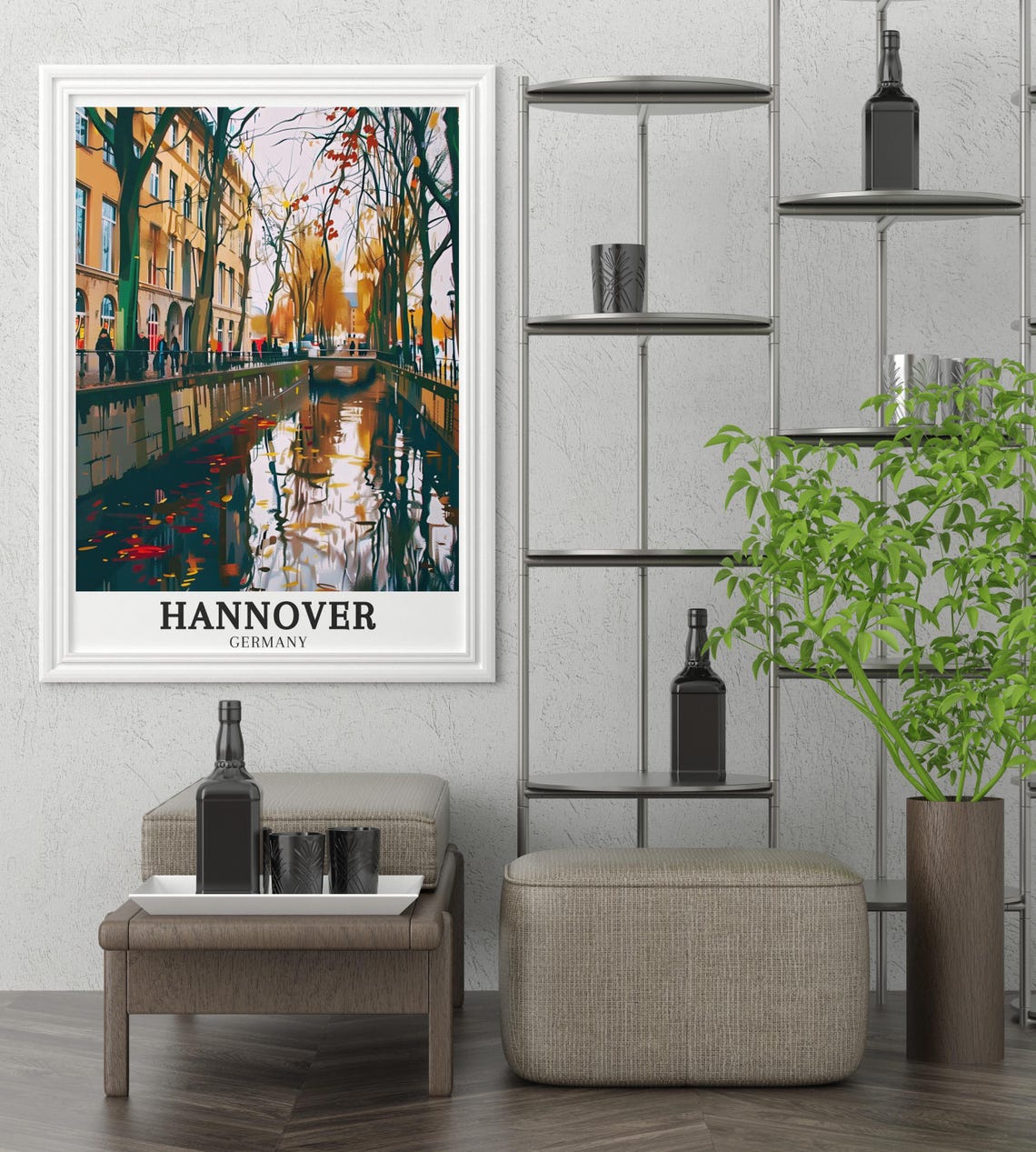 Hannover Germany River Leine Canal Autumn Reflections Cityscape Poster - Image 2