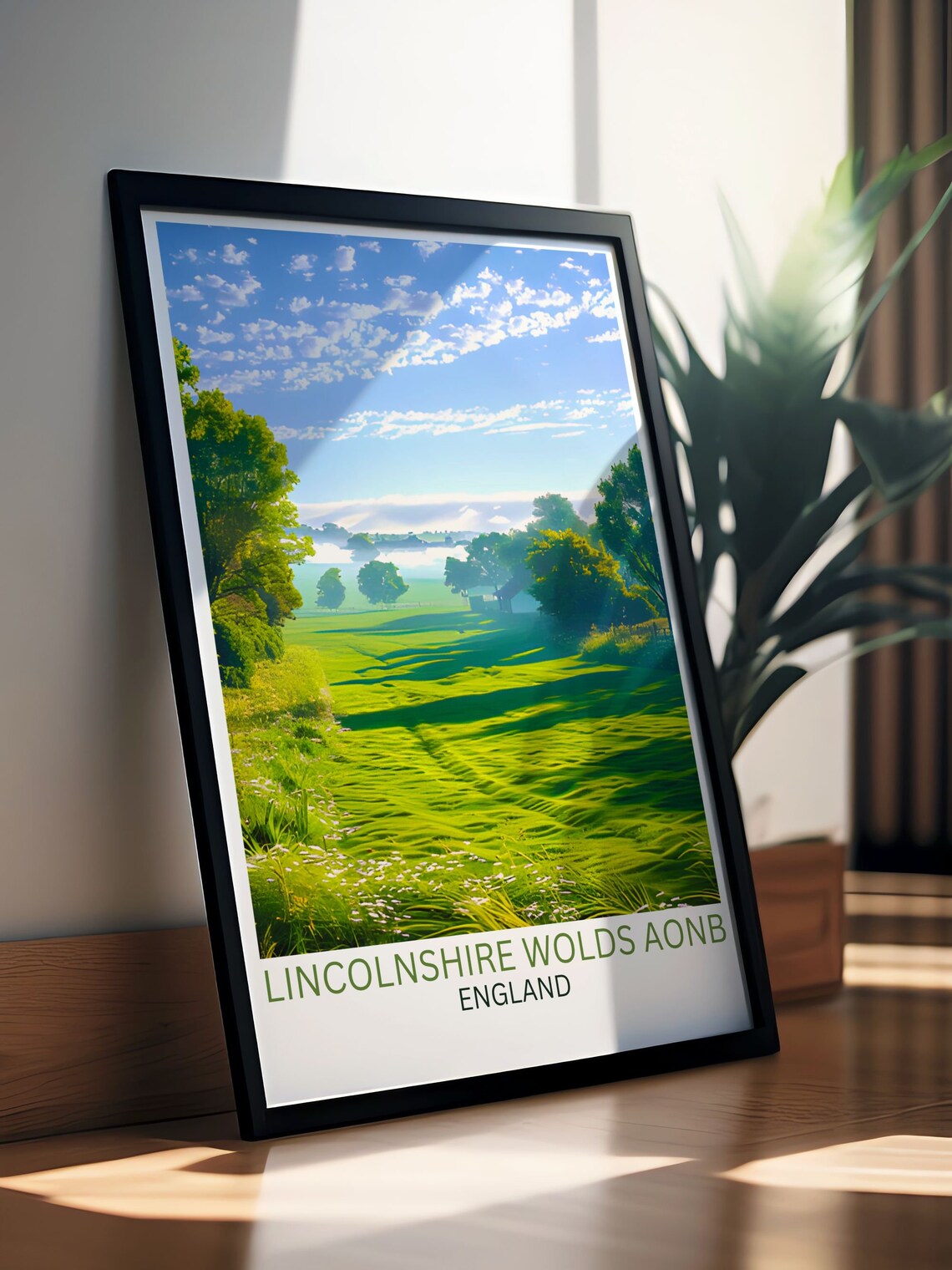 Lincolnshire Wolds Rolling Green Countryside Morning Travel Poster - Image 2