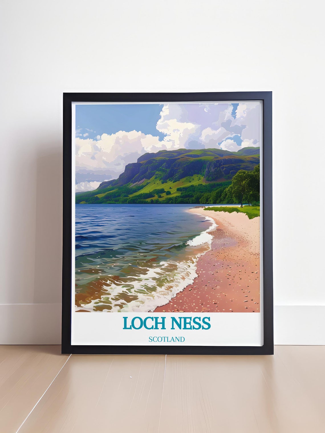 Loch Ness Scotland Beach Shore Rolling Hills Calm Water Poster - Image 4