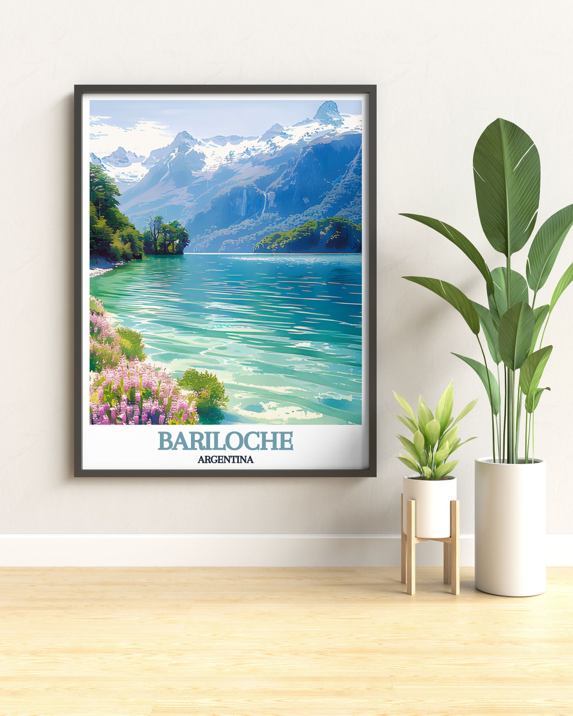 Bariloche Argentina Nahuel Huapi Lake Snowy Peaks Wildflowers Poster - Image 3