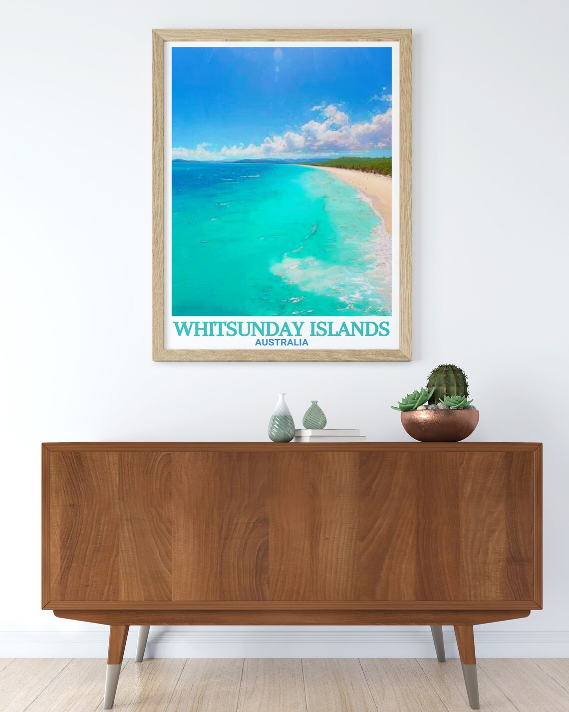 Whitsunday Islands Australia Whitehaven Beach Aerial Travel Poster - Image 3