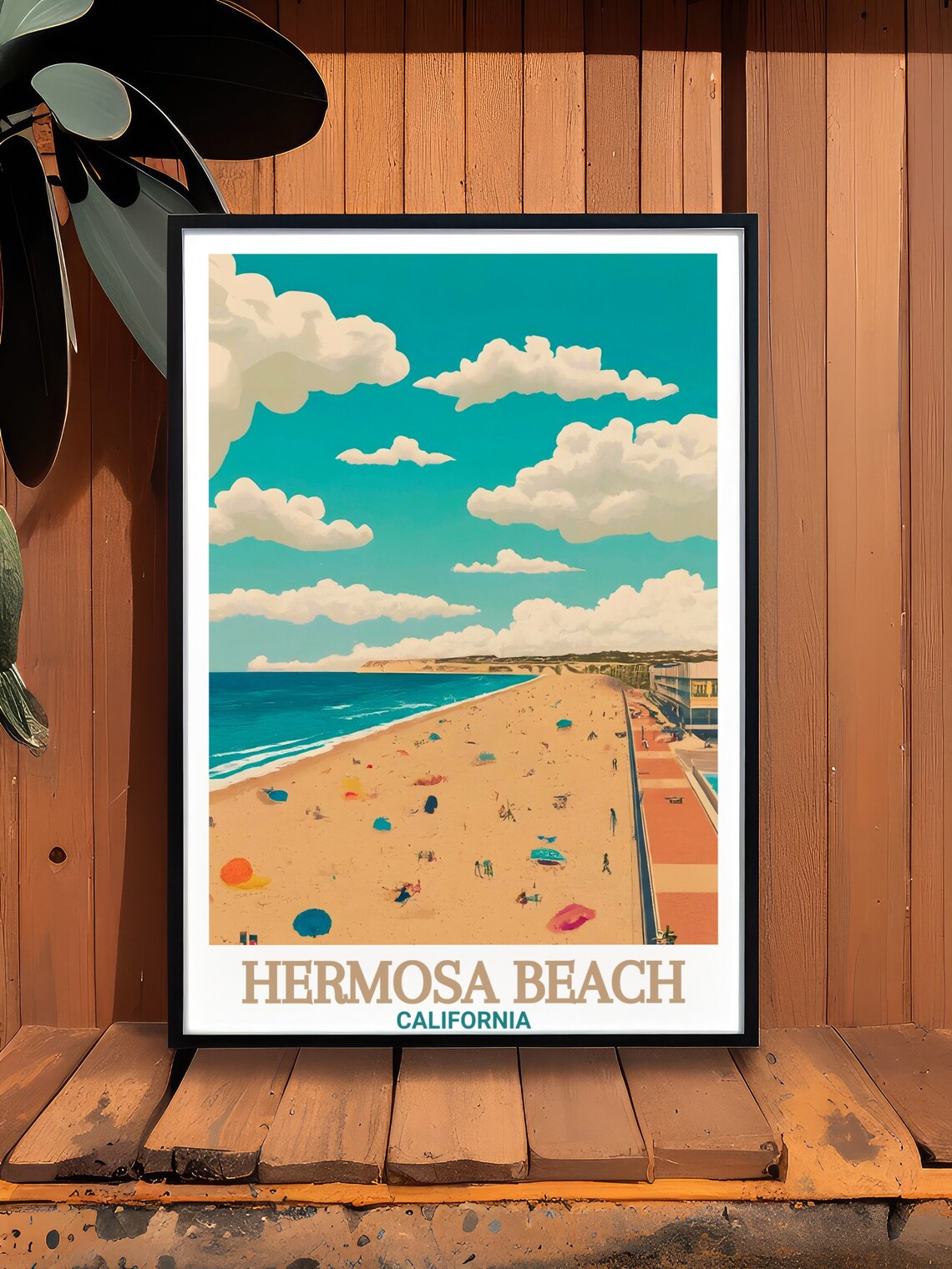 Hermosa Beach California Aerial Ocean Shoreline Summer Poster - Image 3