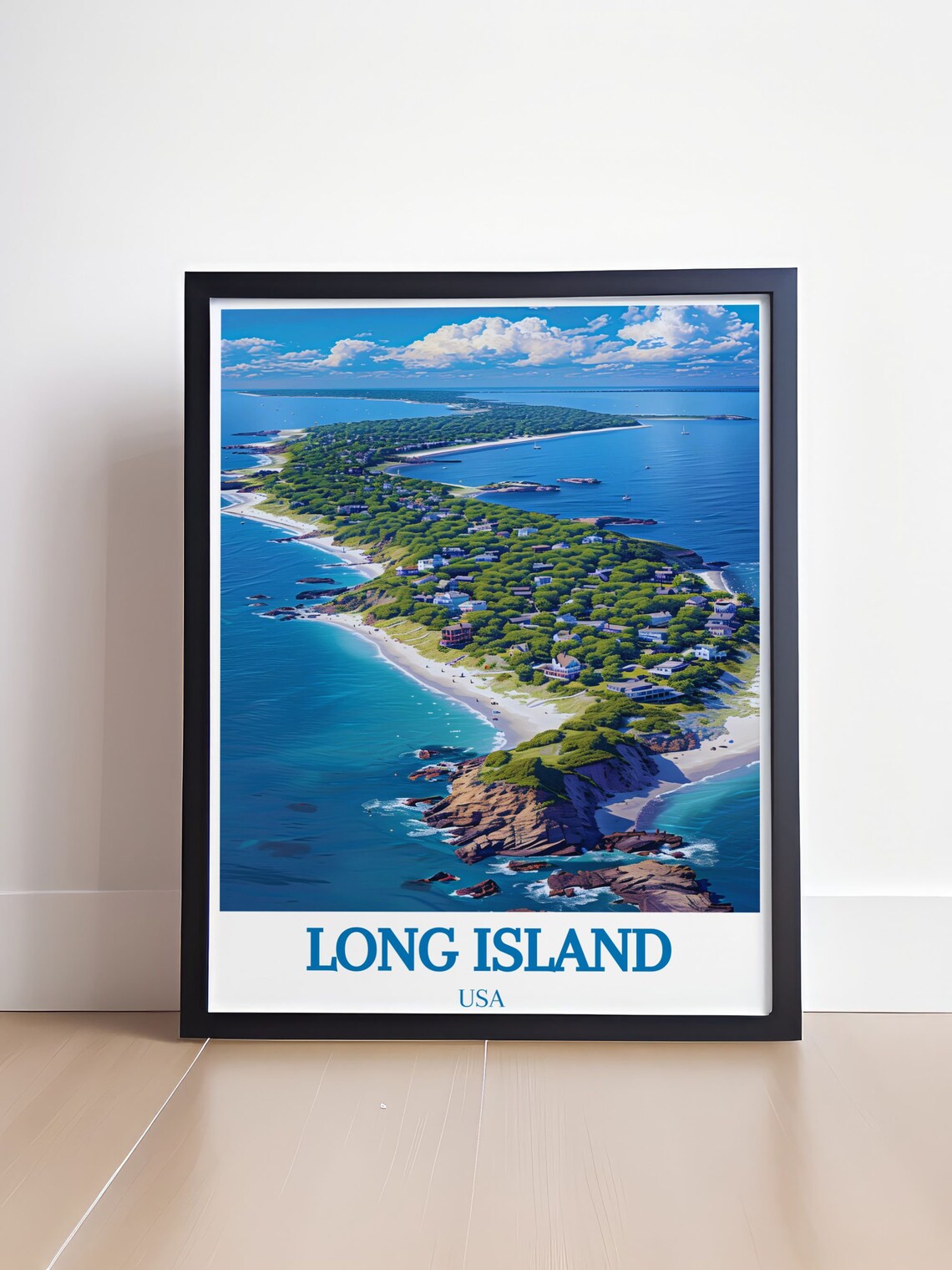 Long Island Aerial Coastal Shoreline Island View Travel Poster - Image 4