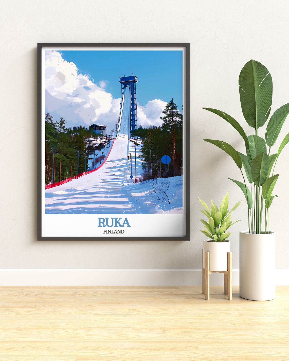 Ruka Finland Wall Art Ruka Ski Jump Travel Poster Ruka Ski Jump Print Ruka Ski Jump Poster Finland Travel Print - Image 2