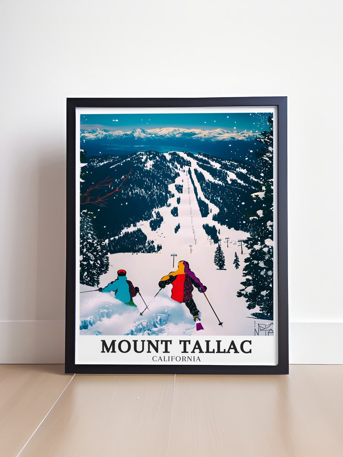 Mount Tallac California Skiers Snowy Slopes Winter Travel Poster - Image 4