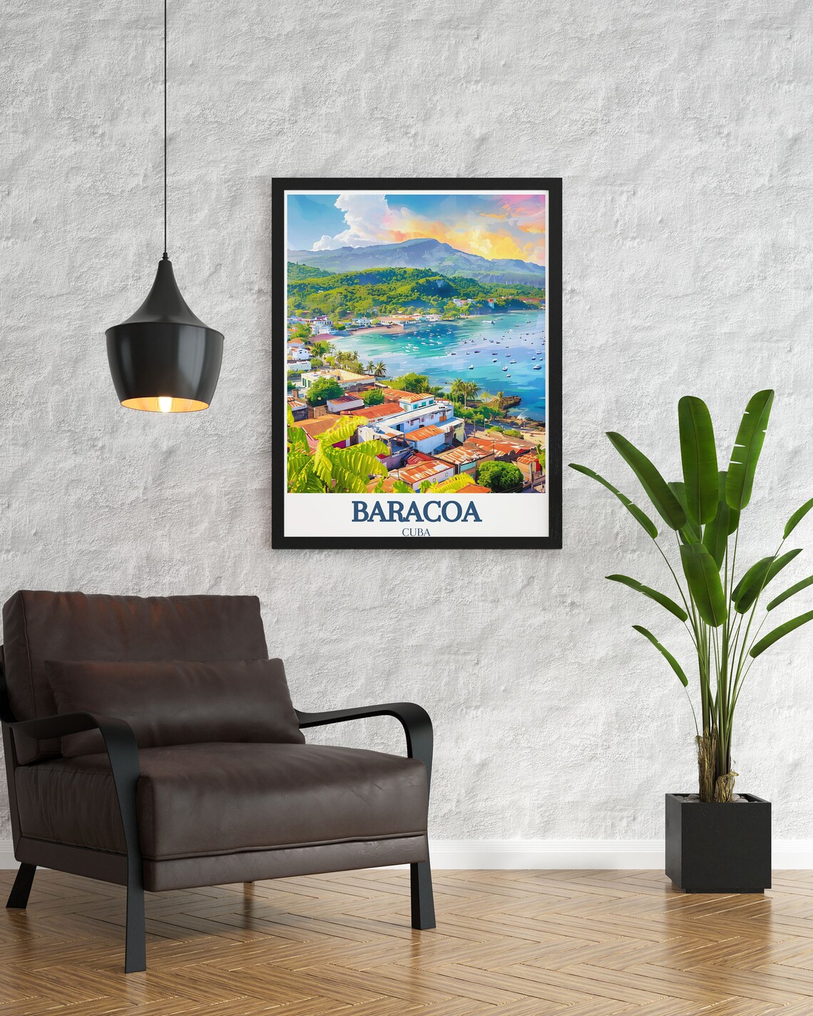 Baracoa Cuba Harbor Aerial View With Boats And Green Mountains Poster - Image 3