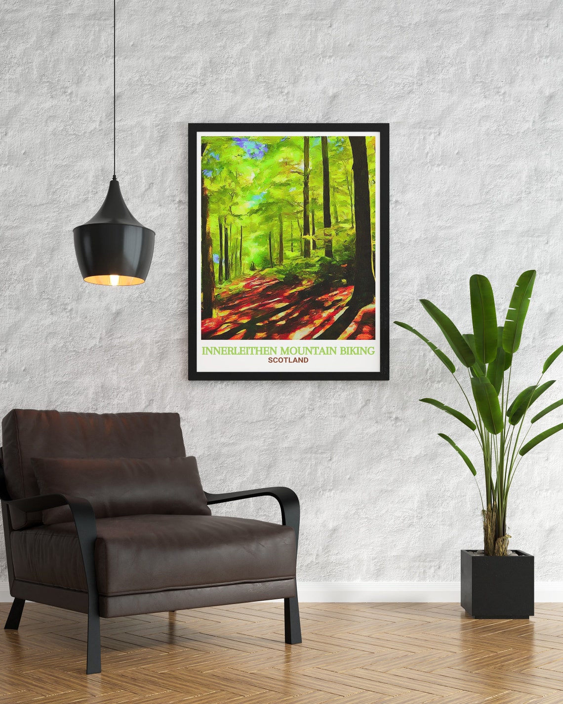Innerleithen Glen Tress Forest Sunlit Trail Scotland Travel Poster - Image 3
