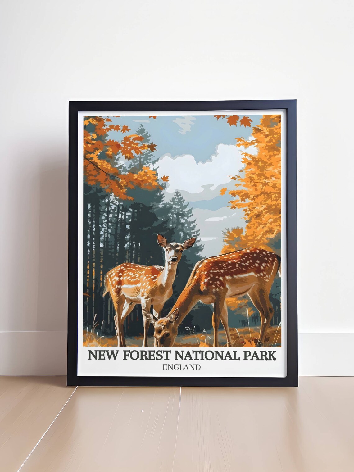 New Forest Fallow Deer Autumn Woodland England Wildlife Poster - Image 4