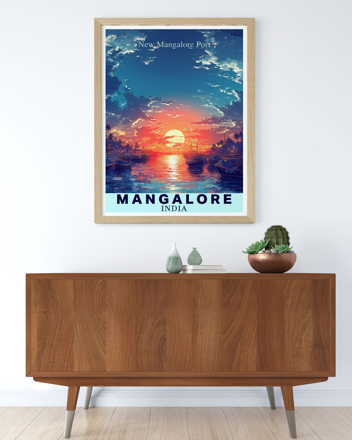 New Mangalore Port Sunset Harbor Fishing Boats India Travel Poster - Image 2