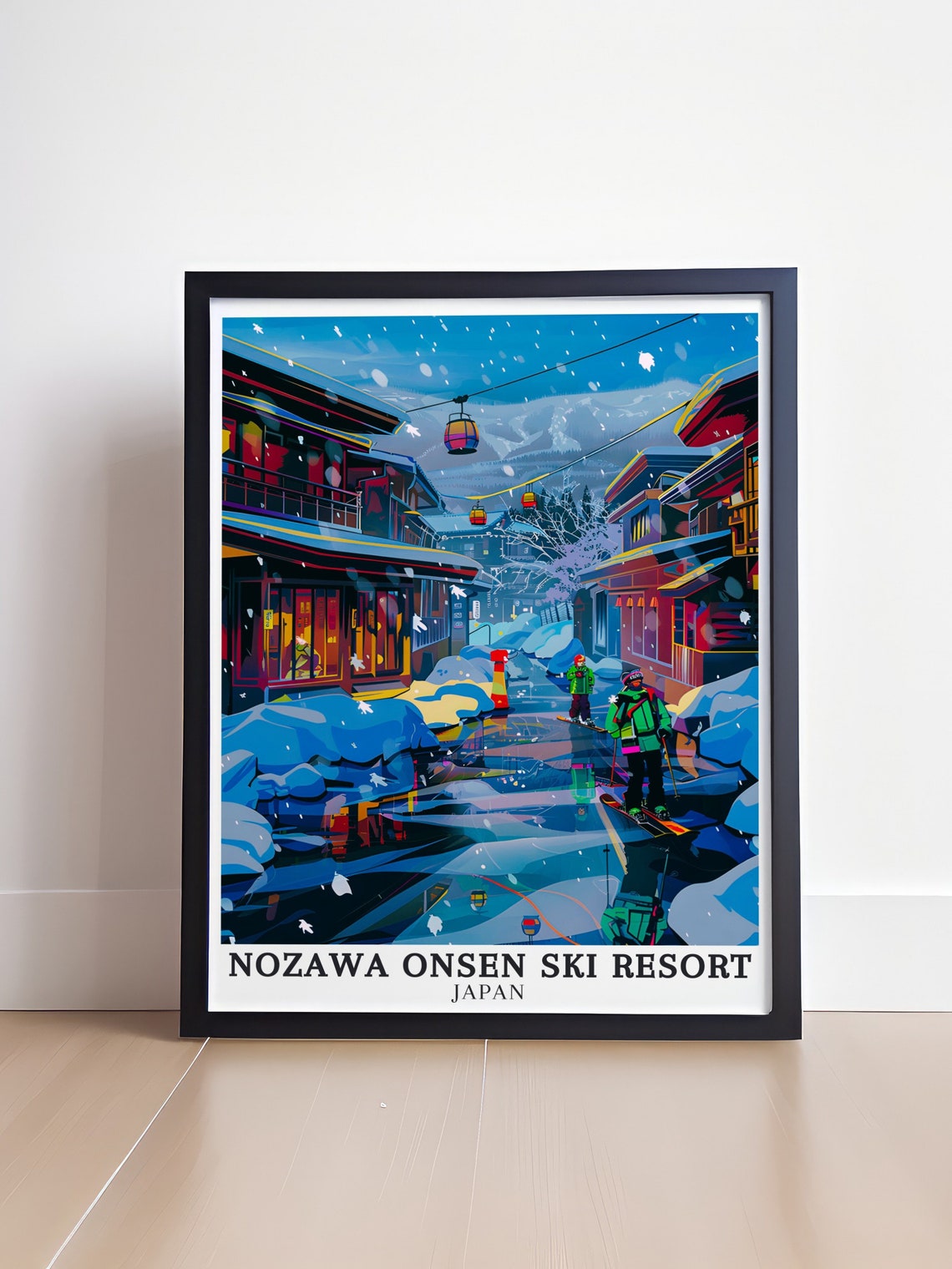 Nozawa Onsen Ski Resort Travel Posters Ryokans In Nozawa Onsen Travel Prints Japanese Winter Travel Wall Art Collection - Image 4