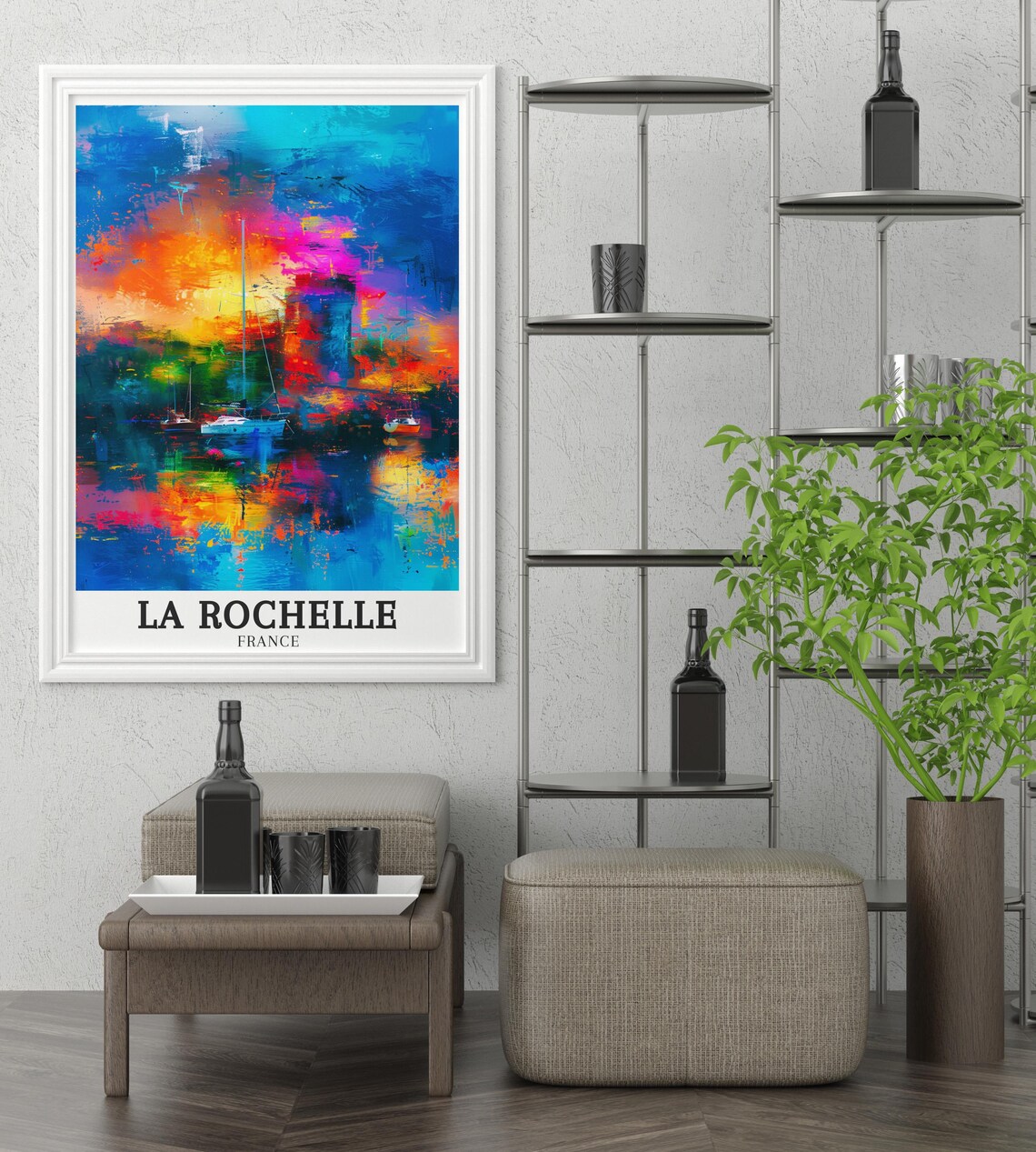La Rochelle France Harbor Sunset Abstract Sailing Travel Poster - Image 2