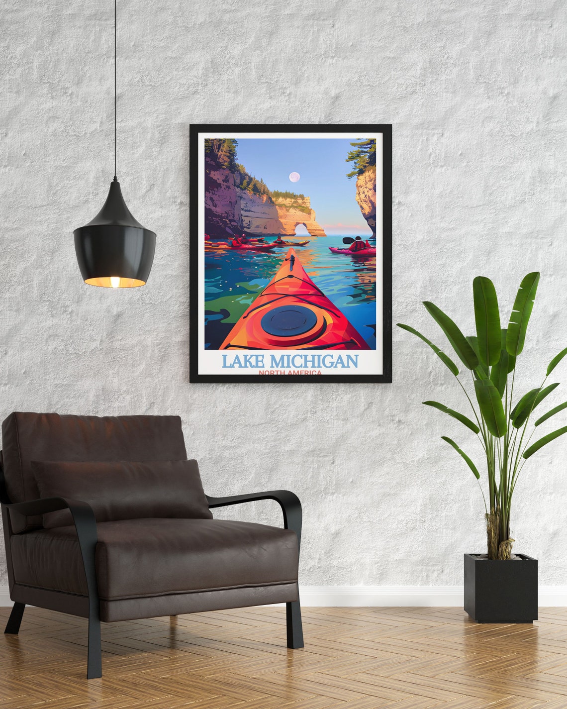 Lake Michigan Pictured Rocks Kayaks Stone Arch Adventure Poster - Image 2