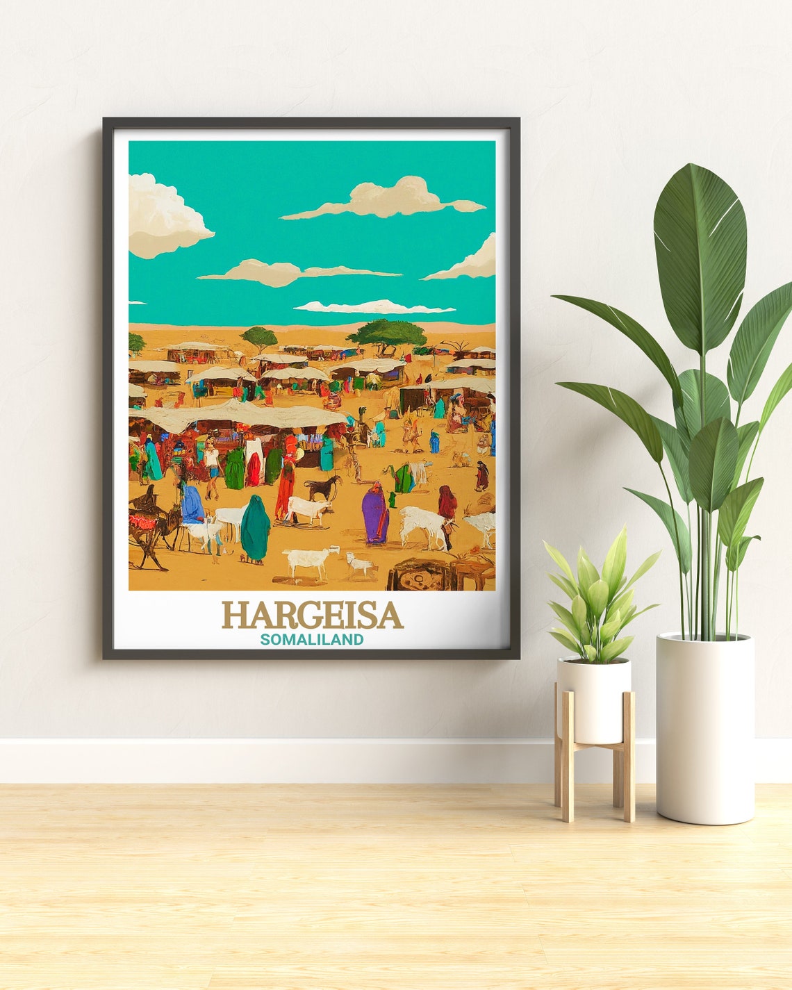 Hargeisa Wall Art Livestock Market Travel Posters Somaliland Travel Print Livestock Market Travel Wall Art - Image 2