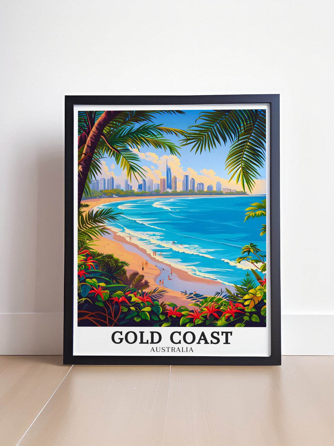Gold Coast Australia Tropical Beach Palm Framed Seaside Poster - Image 4