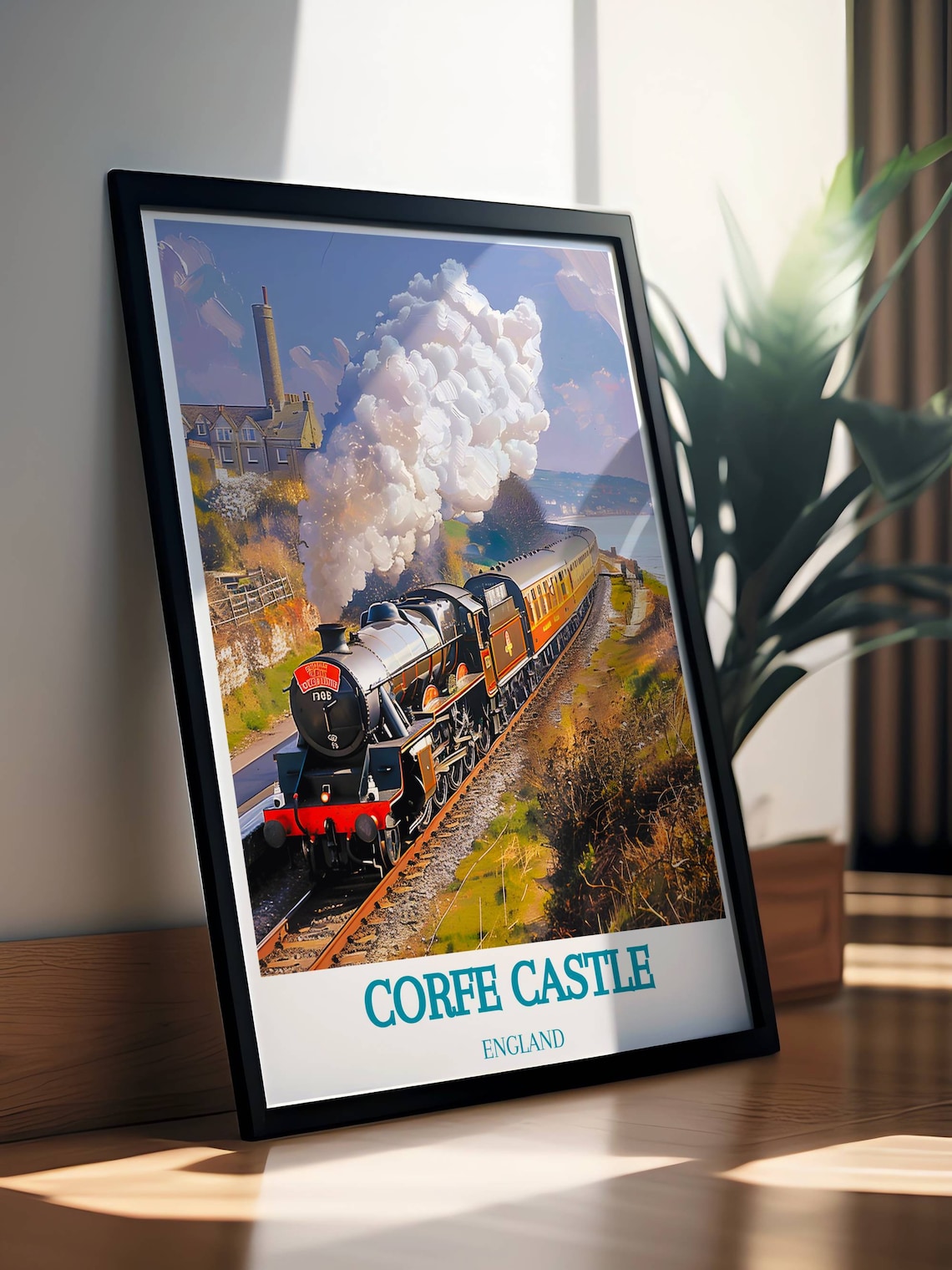 Corfe Castle Coastal Steam Train Swanage Railway England Poster - Image 2