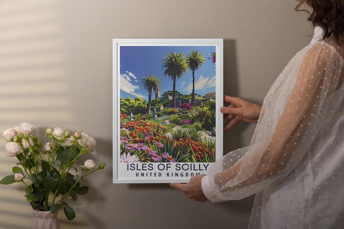 Isles of Scilly Tresco Abbey Garden Palms Colorful Flower Poster - Image 2