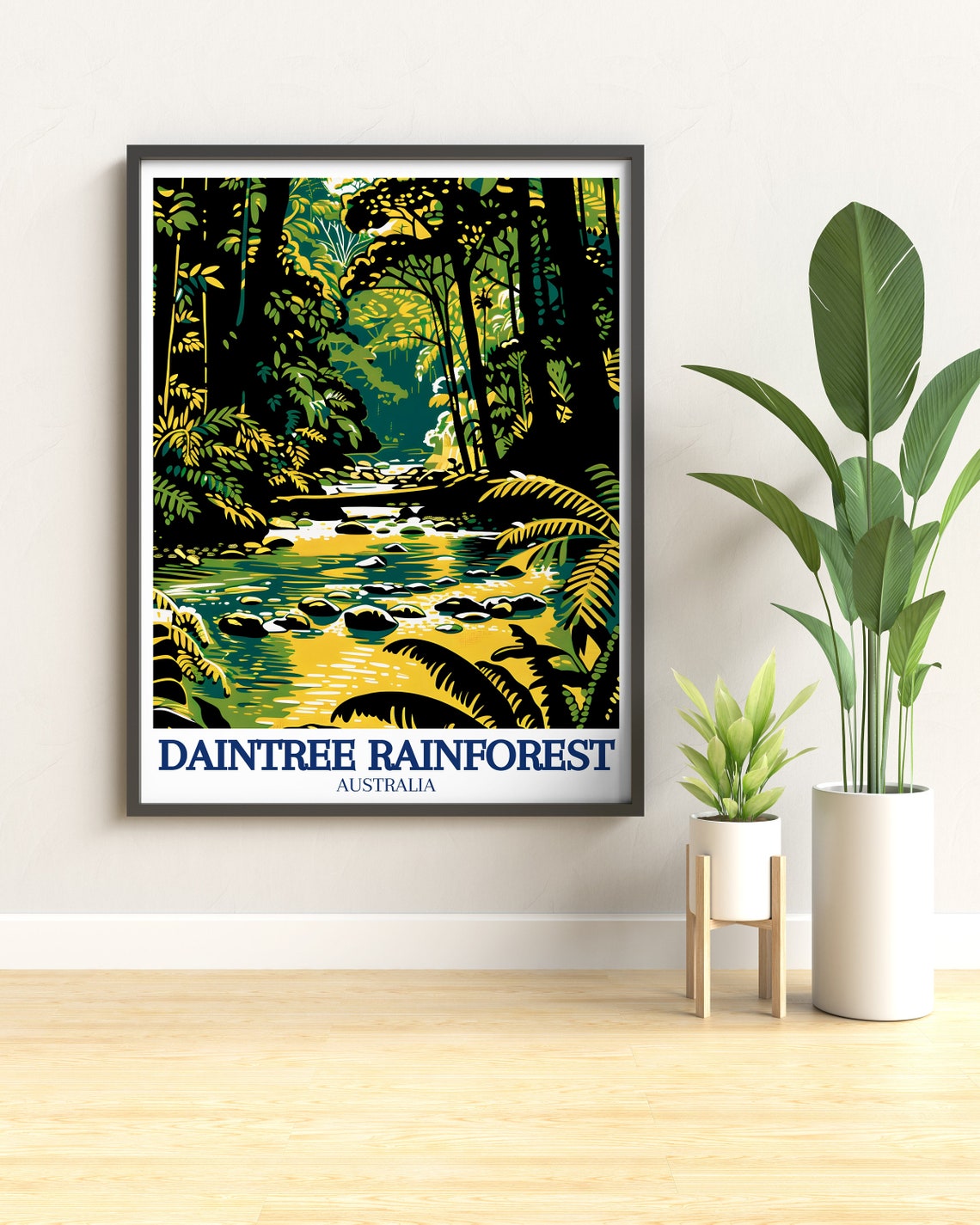 Daintree Rainforest Australia Jungle Creek Watercolor View Poster - Image 3