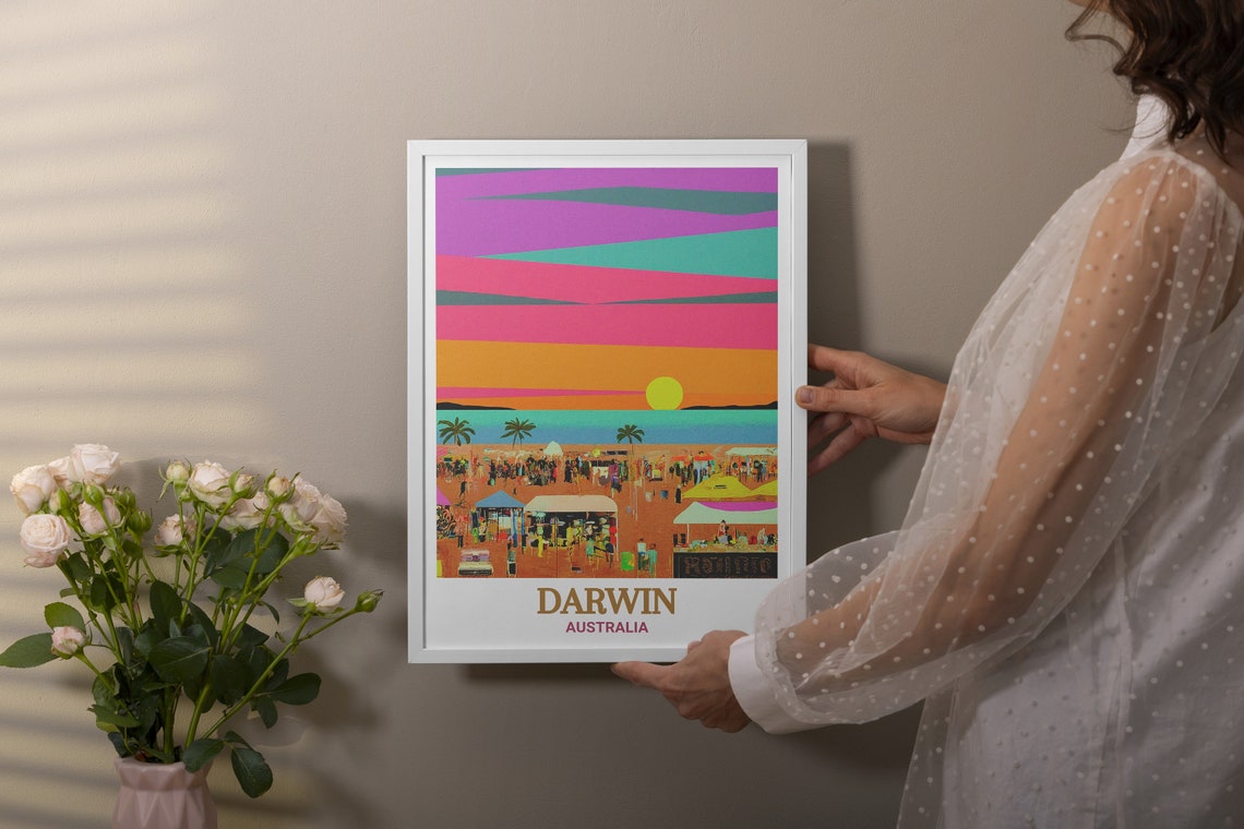 Darwin Australia Mindil Beach Sunset Market Bustling Scene Poster - Image 3
