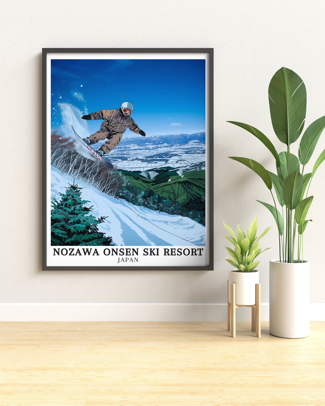 Nozawa Onsen Ski Resort Travel Prints Yamabiko Area Travel Prints Nozawa Onsen Ski Resort Vintage Travel Prints - Image 2
