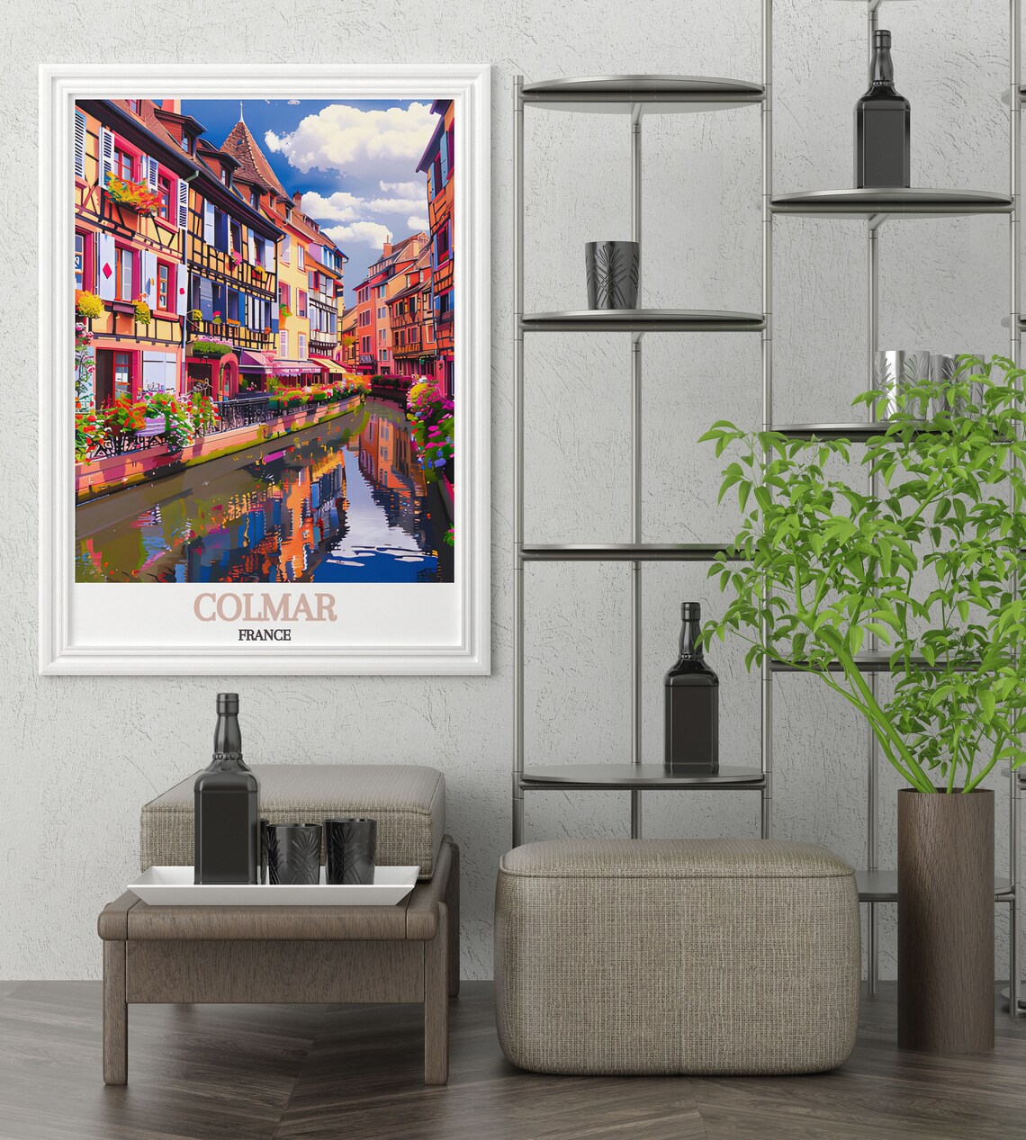 Colmar France La Petite Venise Canal Half-Timbered Houses Poster - Image 2
