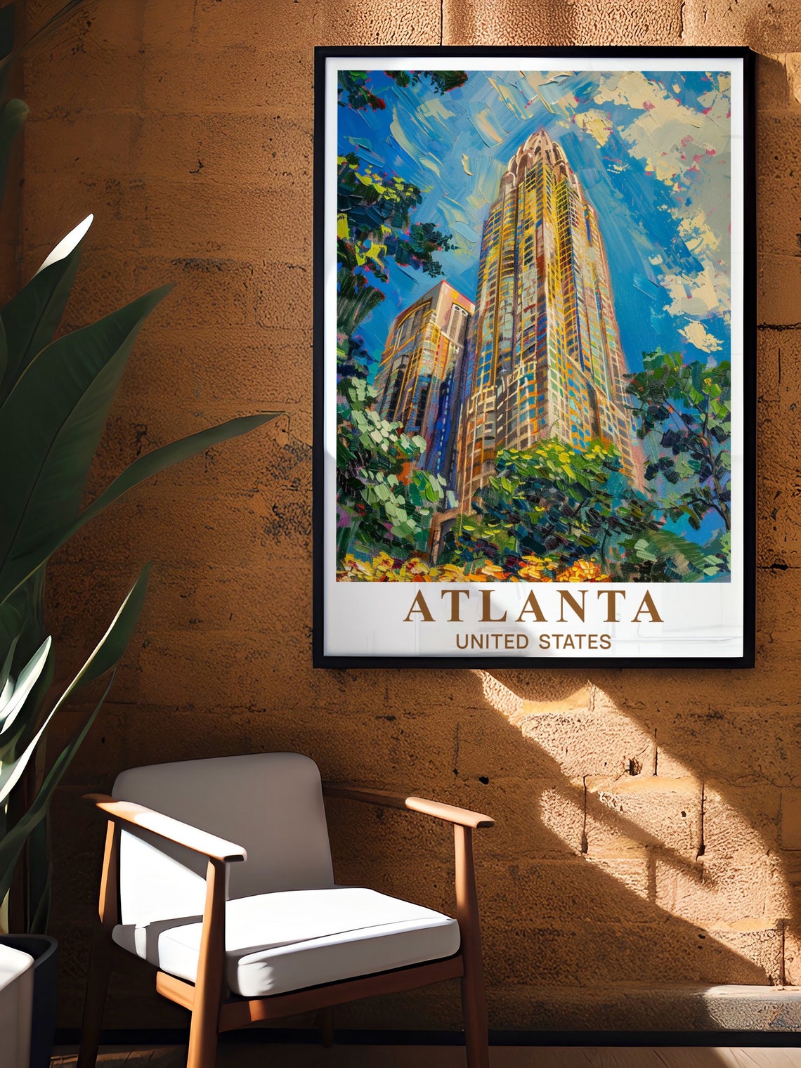 Atlanta Travel Poster Atlanta Travel Prints And Peachtree Towers Posters Peachtree Towers Wall Art Peachtree Towers Decor - Image 3