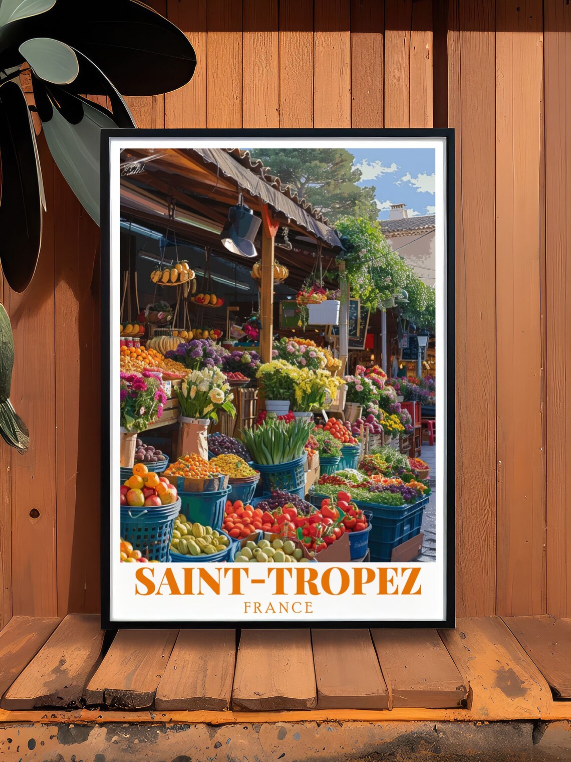 Saint-Tropez France Place Des Lices Market Stall Color Poster - Image 3