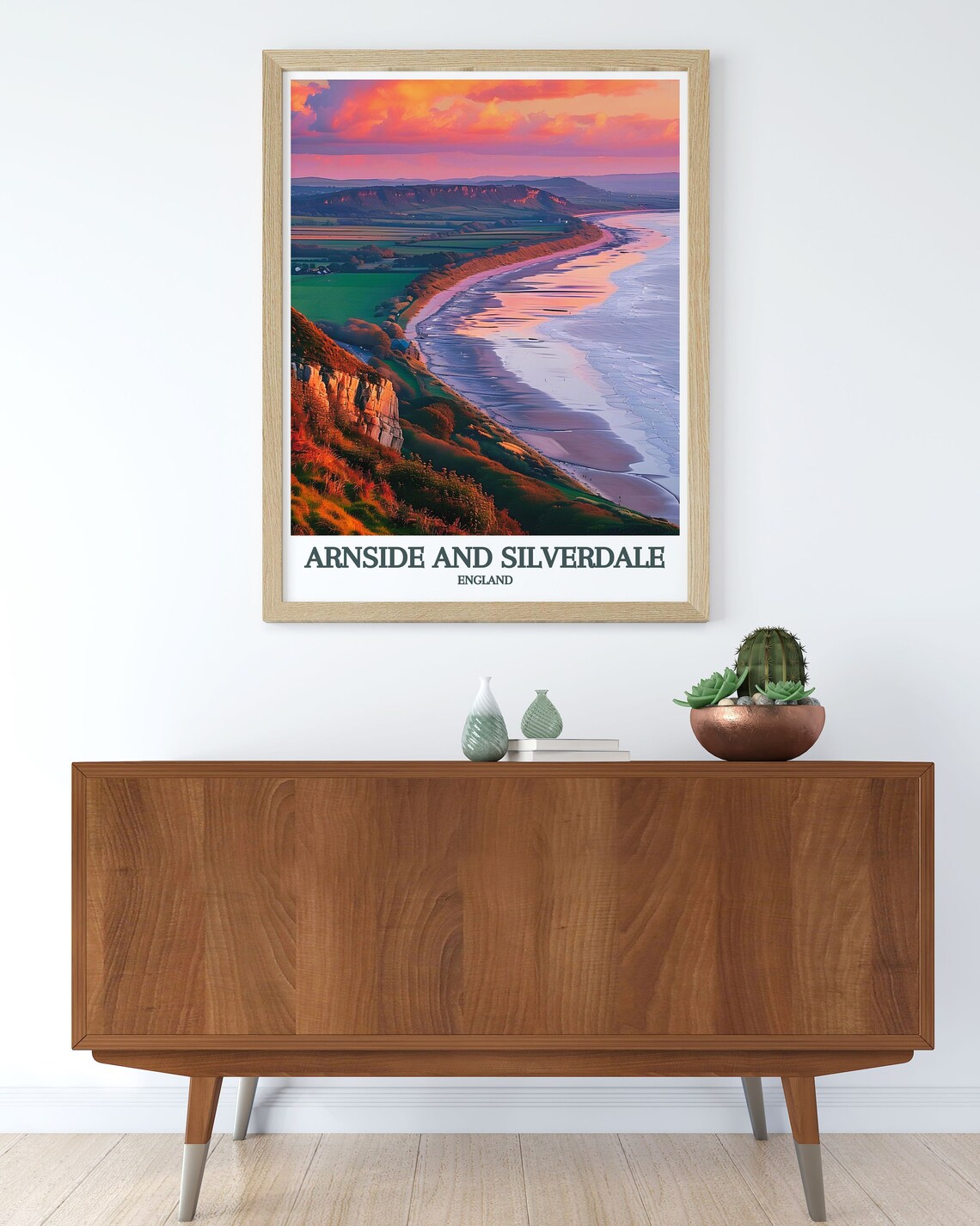 Arnside And Silverdale England Travel Poster Pink Sunset Shoreline - Image 2