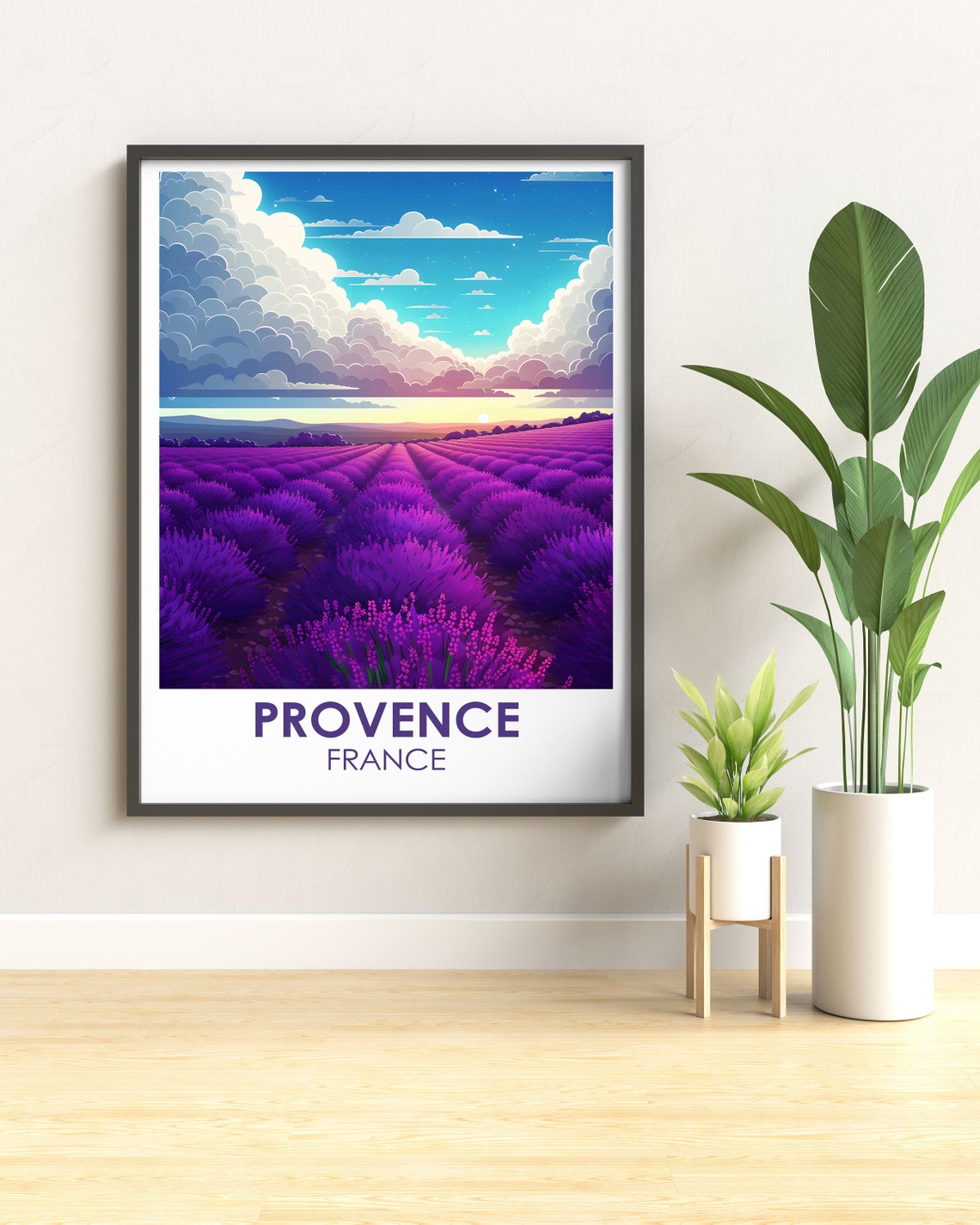 Provence France Lavender Fields Sunset Cloudscape Travel Poster - Image 2